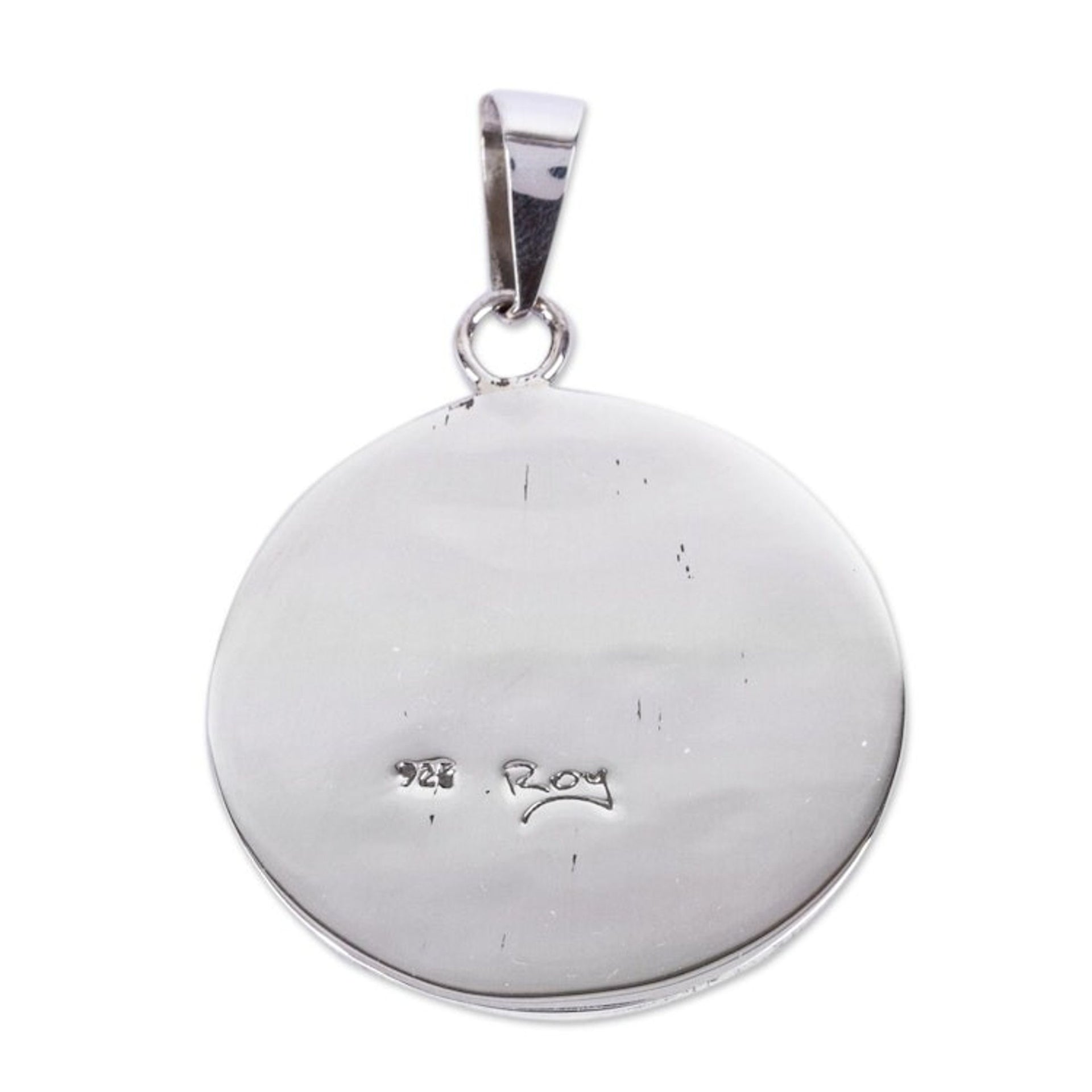 Wolf Motif Sterling Silver Pendant 'Moon Wolf'