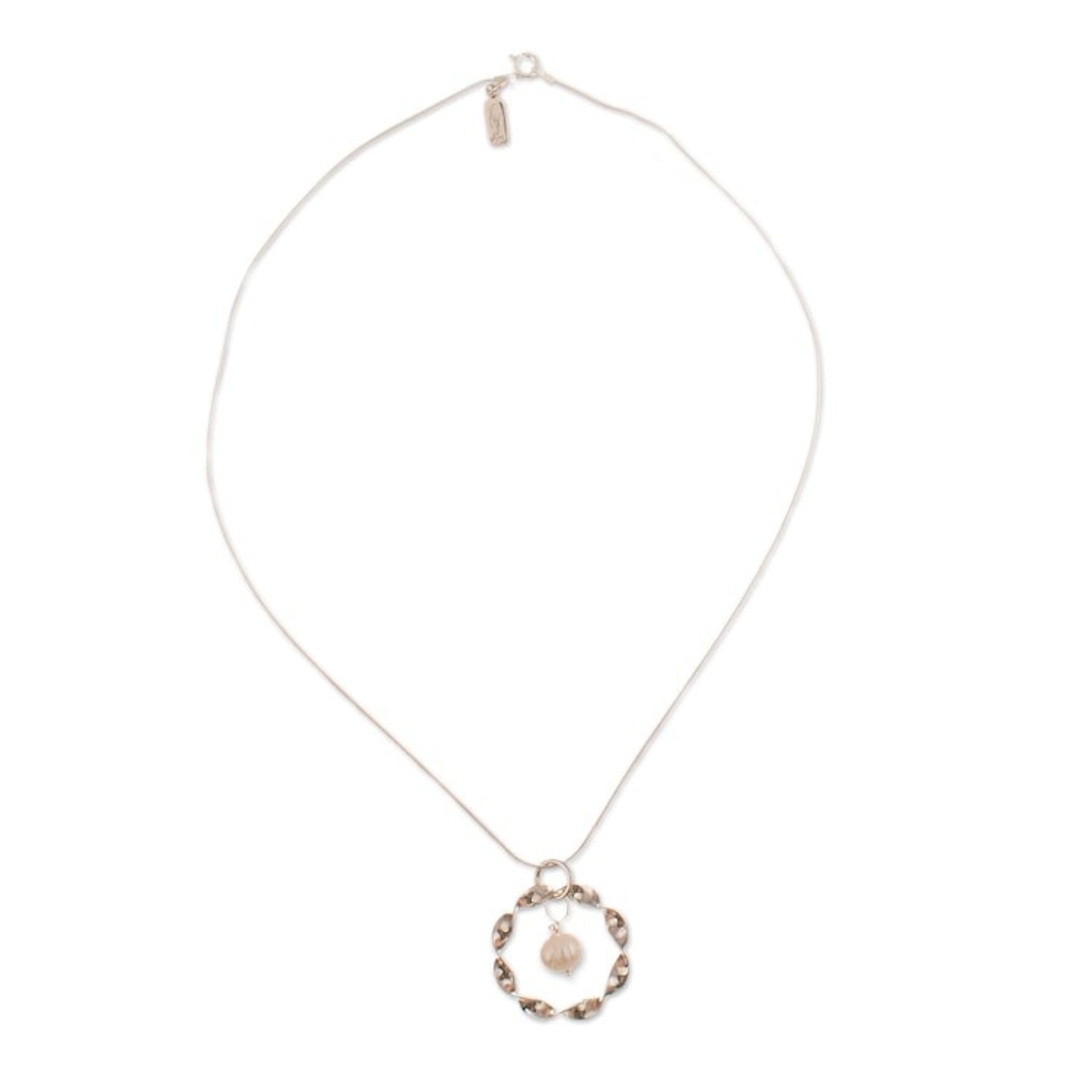 Sterling Silver Pendant Necklace with Cultured Pearl 'Eternal Loyalty'