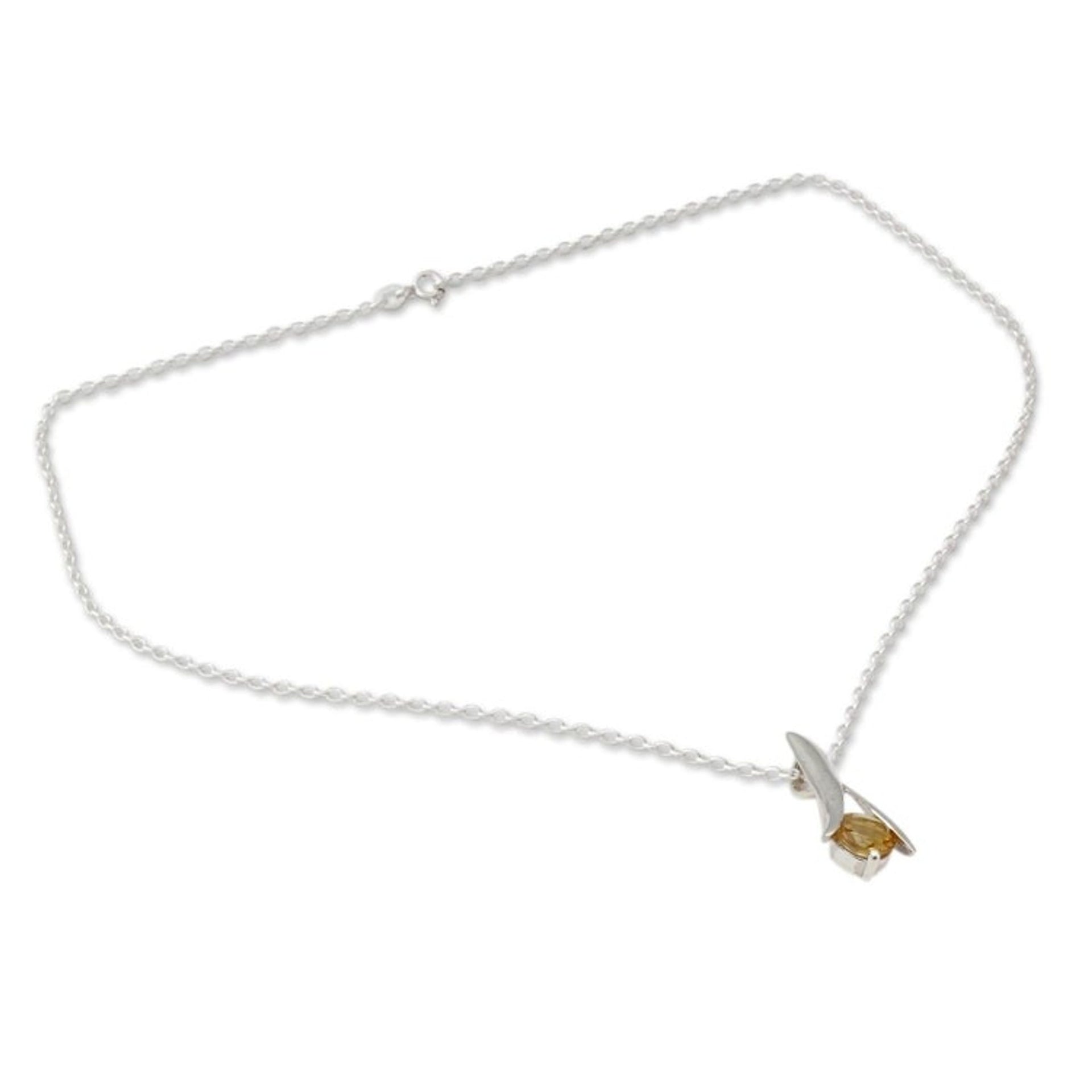 Modern Jewelry Sterling Silver and Citrine Necklace 'Chennai Sun'