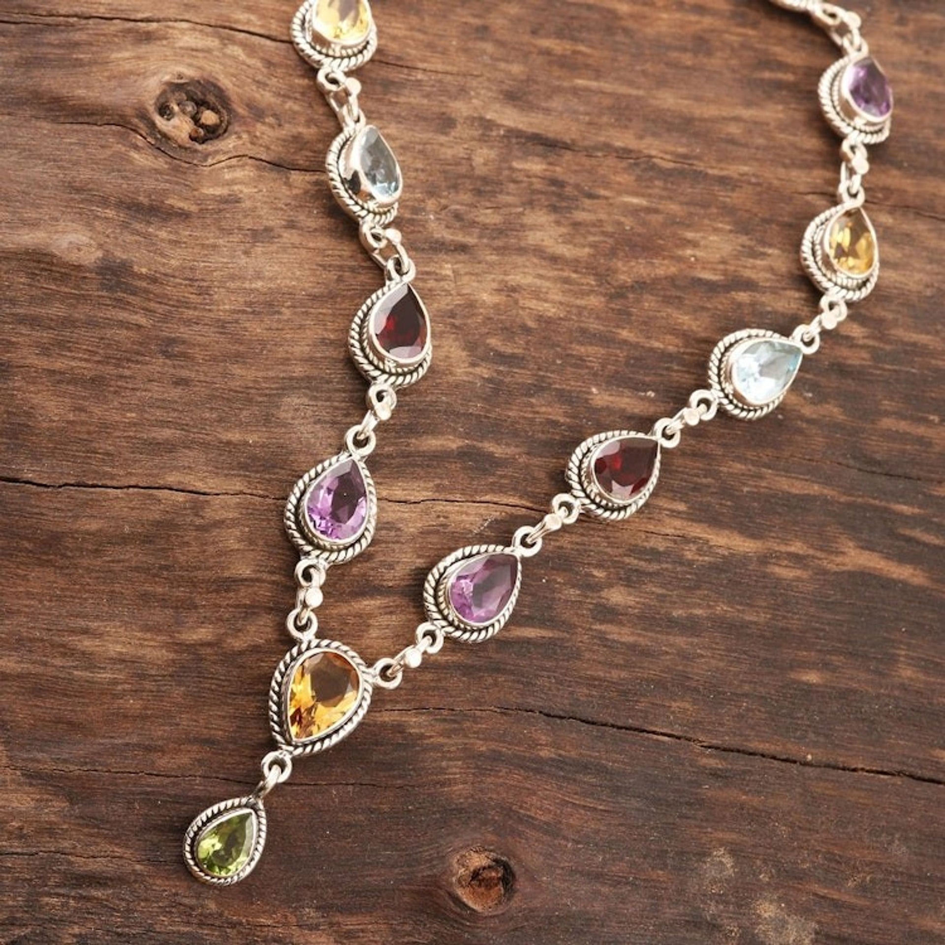 Multi-Gemstone and Sterling Silver Necklace 'On the Bright Side'