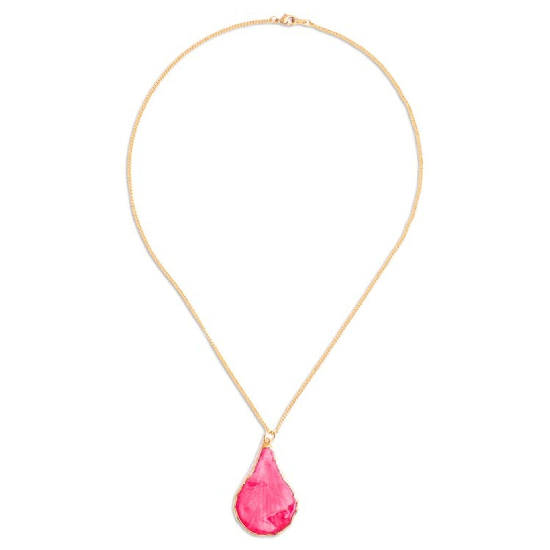 Spring-Themed Fuchsia Gold-Accented Petal Pendant Necklace 'Flawless Petal'
