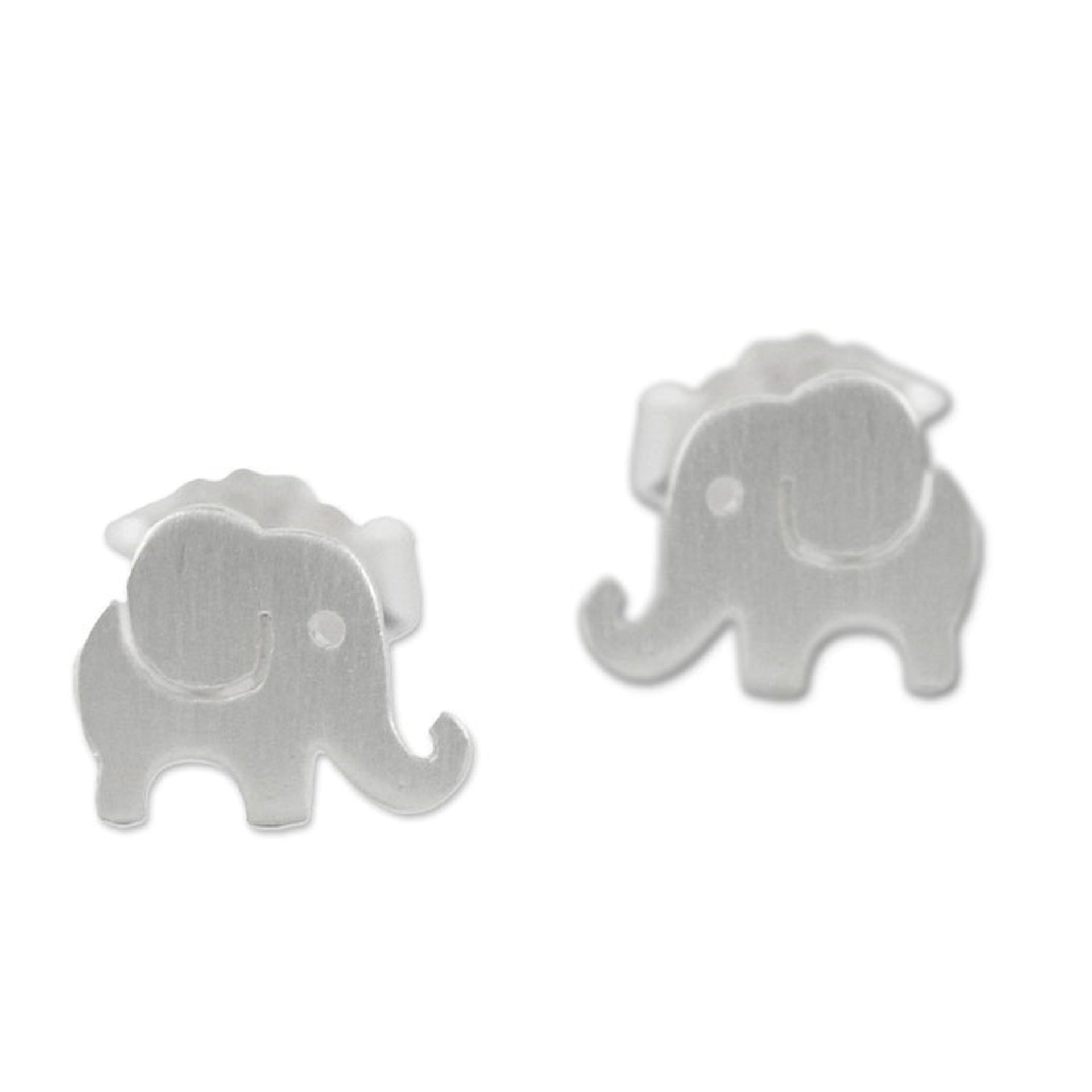 Handmade Thai Sterling Silver Post Elephant Earrings 'Endearing Elephants'