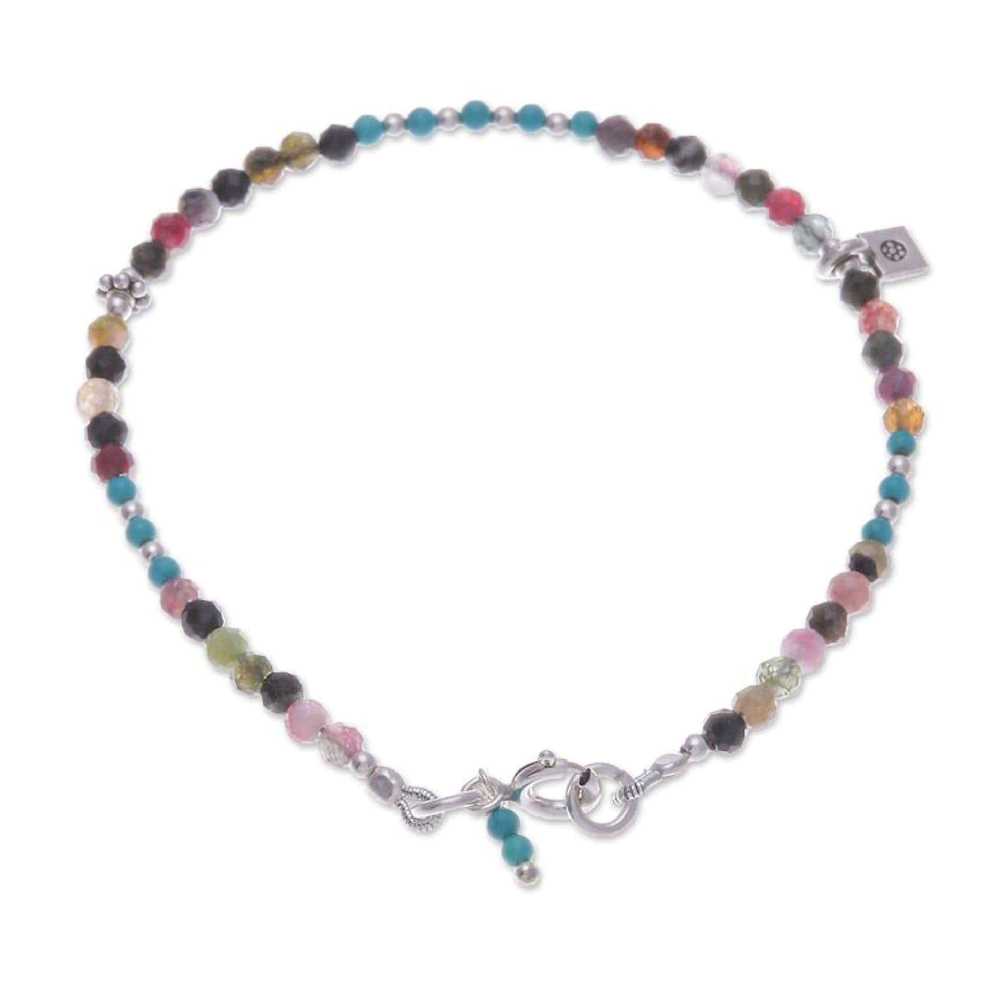 Tourmaline and Karen Silver Charm Bracelet 'Candy Sky'