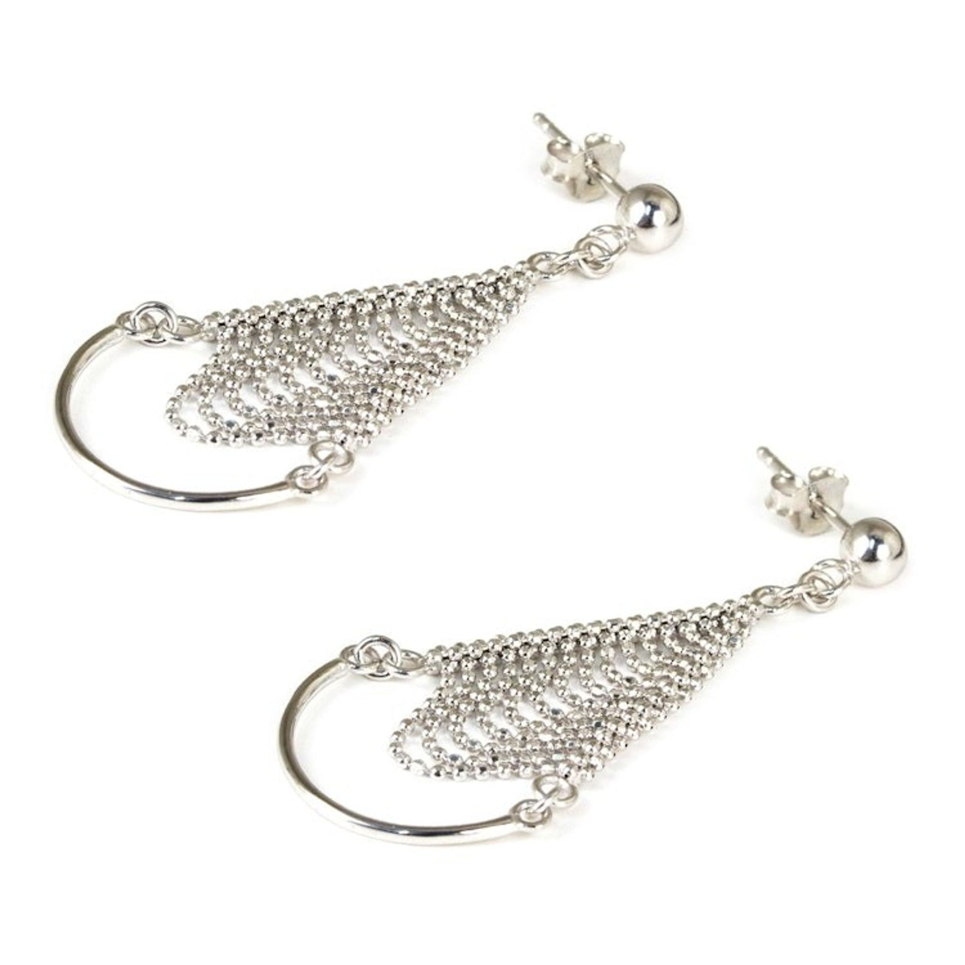 Thai Artisan Crafted Sterling Silver Chandelier Earrings 'Grand Dame'