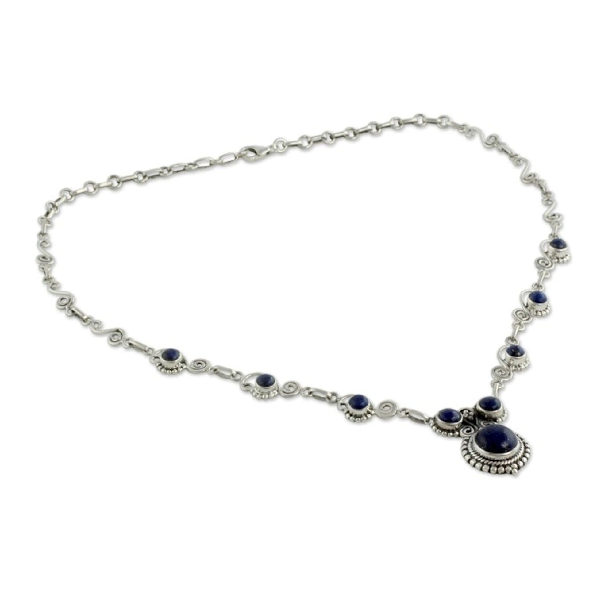 Indian Sterling Silver and Lapis Lazuli Necklace 'Meerut Magic'