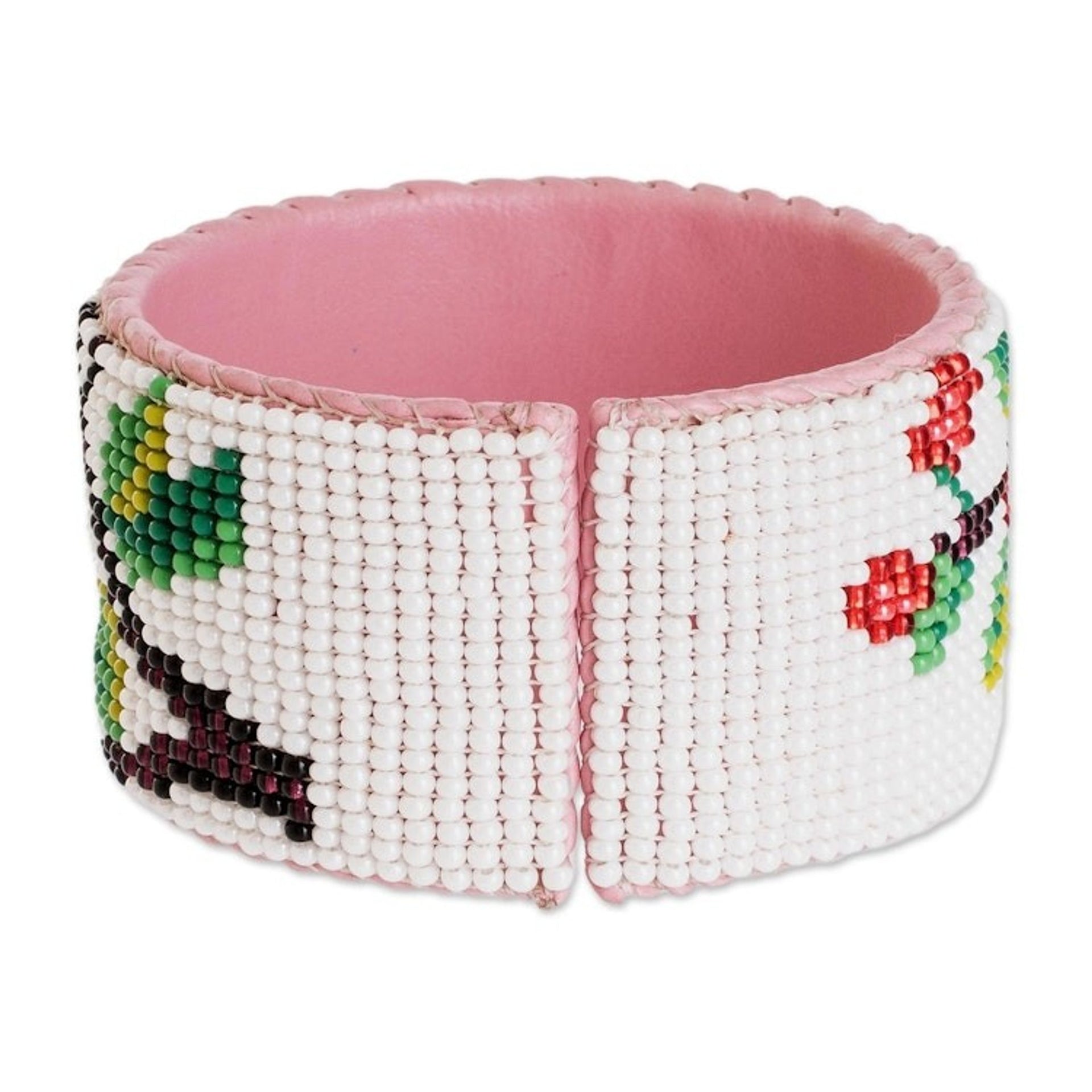 Handmade Floral Bead Cuff Bracelet 'Flowers of Spring'