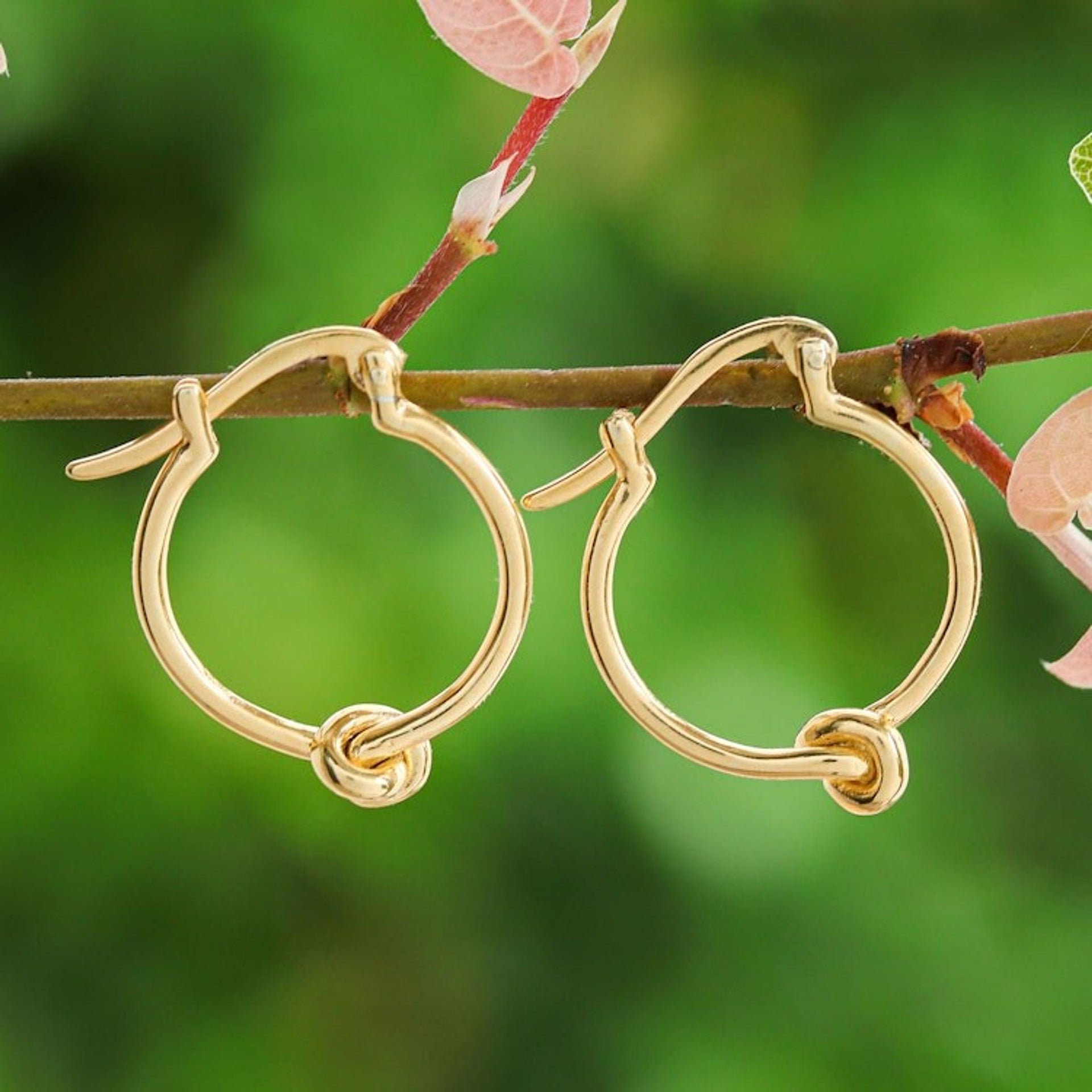 Avant-Garde 18k Gold-Plated Hoop Earrings Made in Thailand 'Tied Glamour'