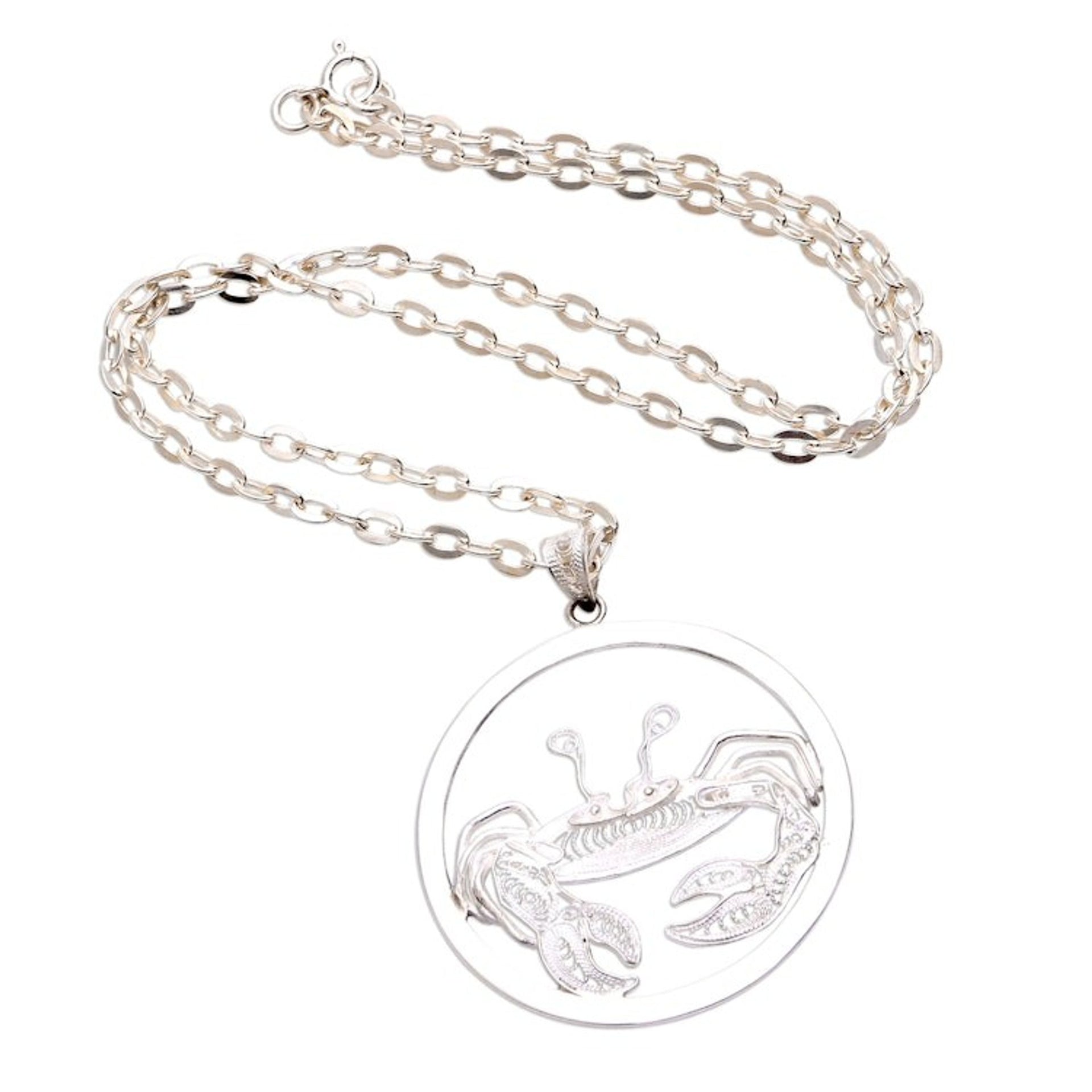 Sterling Silver Filigree Cancer Necklace from Java 'Elegant Cancer'