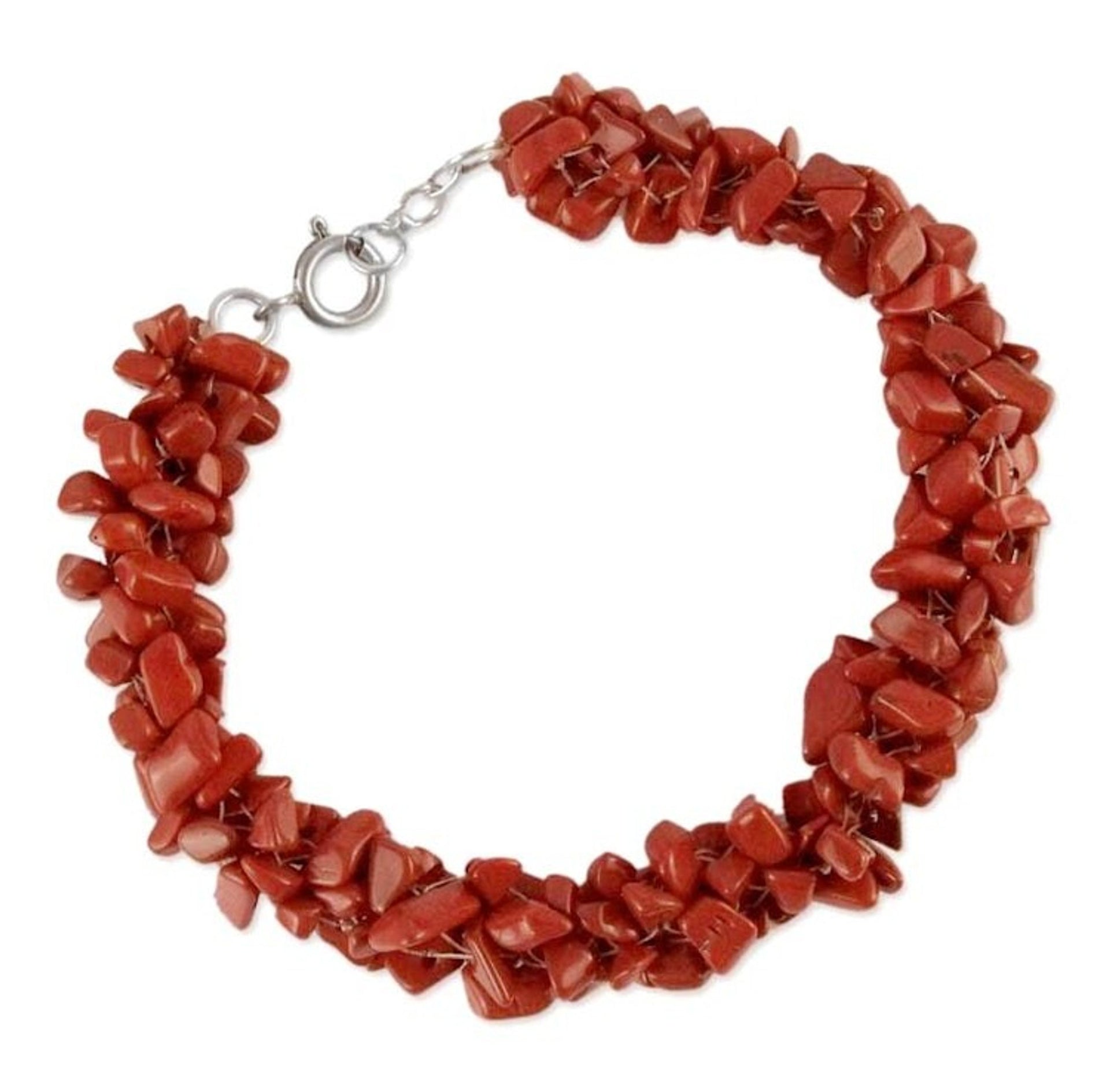 Red Jasper Bracelet Handmade Beaded Jewelry from India 'Song of Passion'
