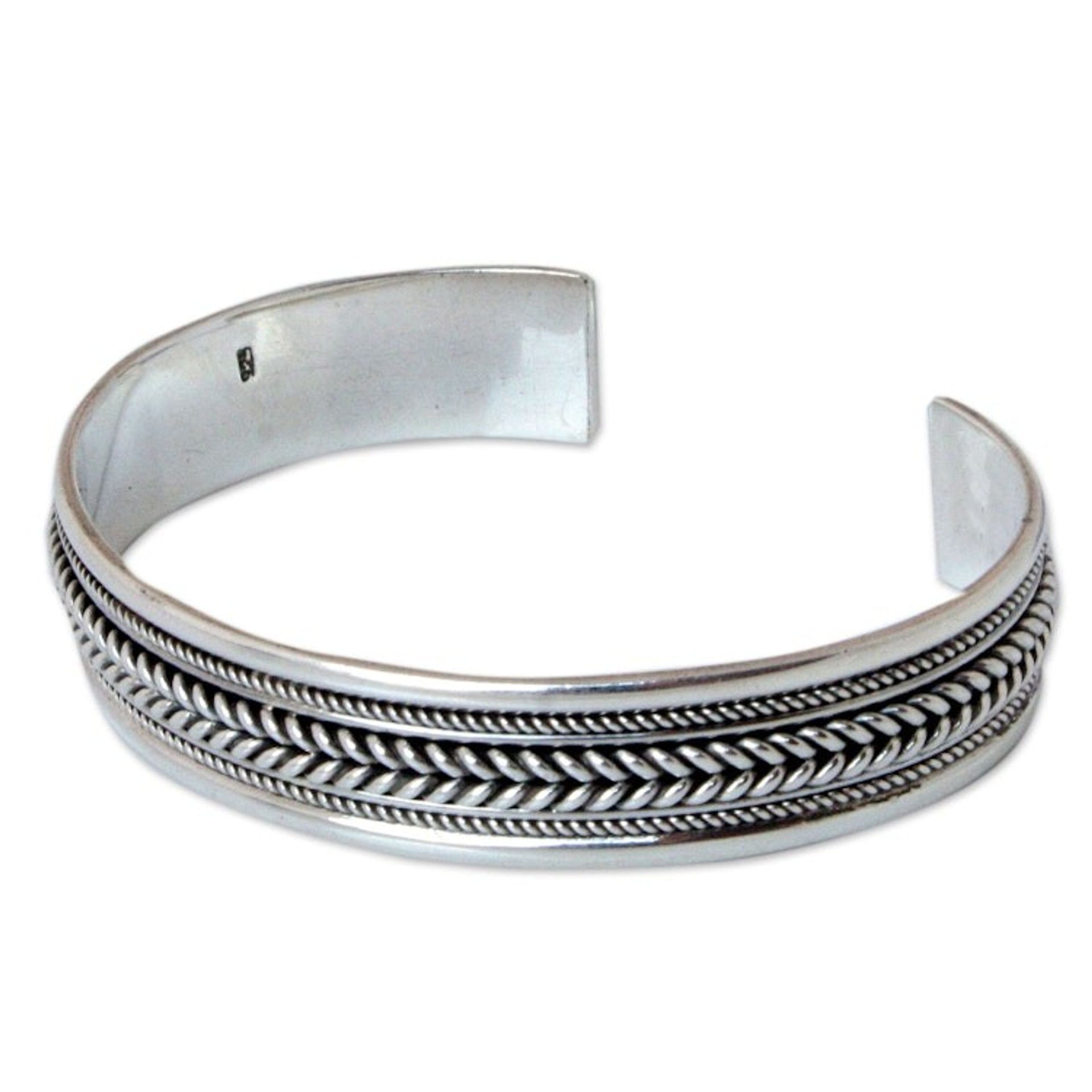Sterling Silver Cuff Bracelet 'Lanna Illusions'