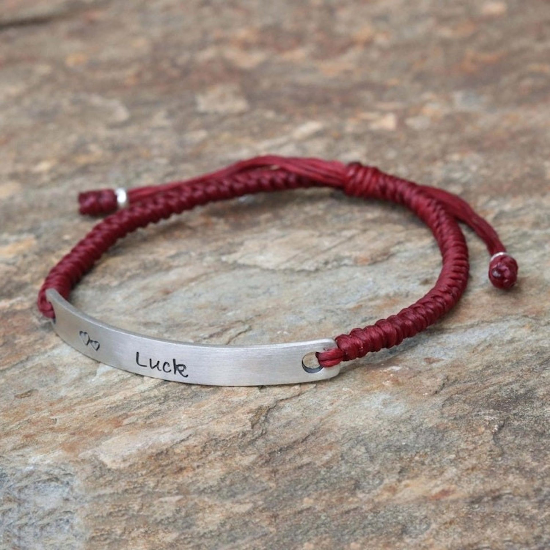 Sterling Silver Good Luck Pendant Bracelet from Thailand 'Lucky Red'