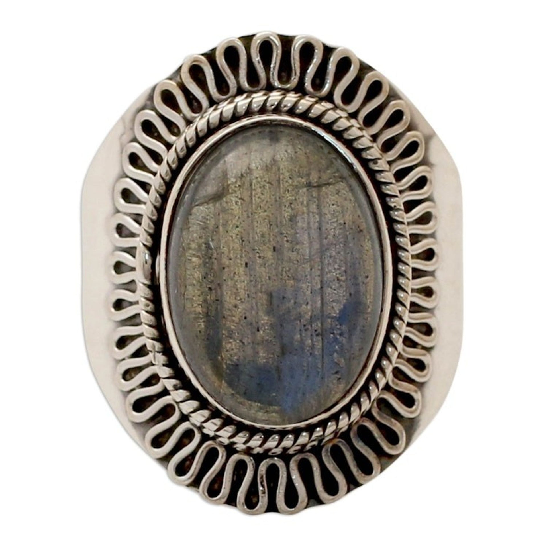 Artisan Made Labradorite and Sterling Cocktail RIng 'Regal Infinity'