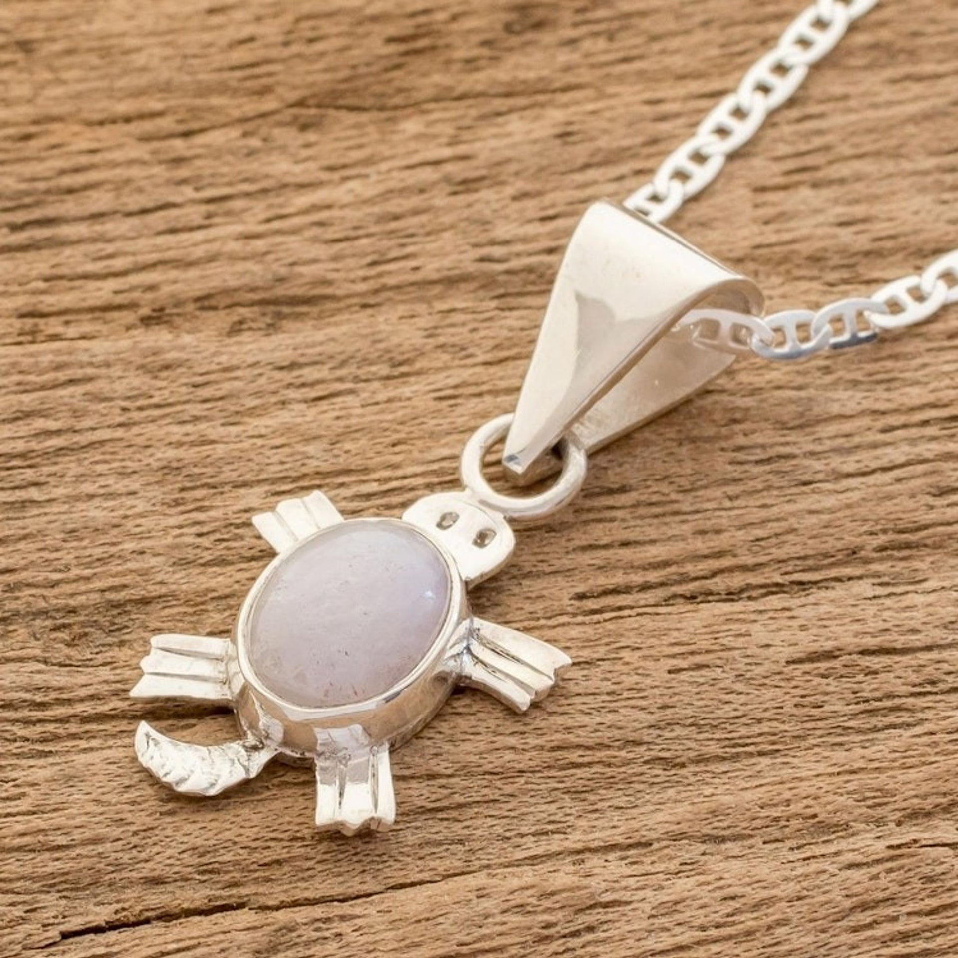 Artisan Crafted Lilac Jade Turtle Necklace 'Lilac Marine Turtle'