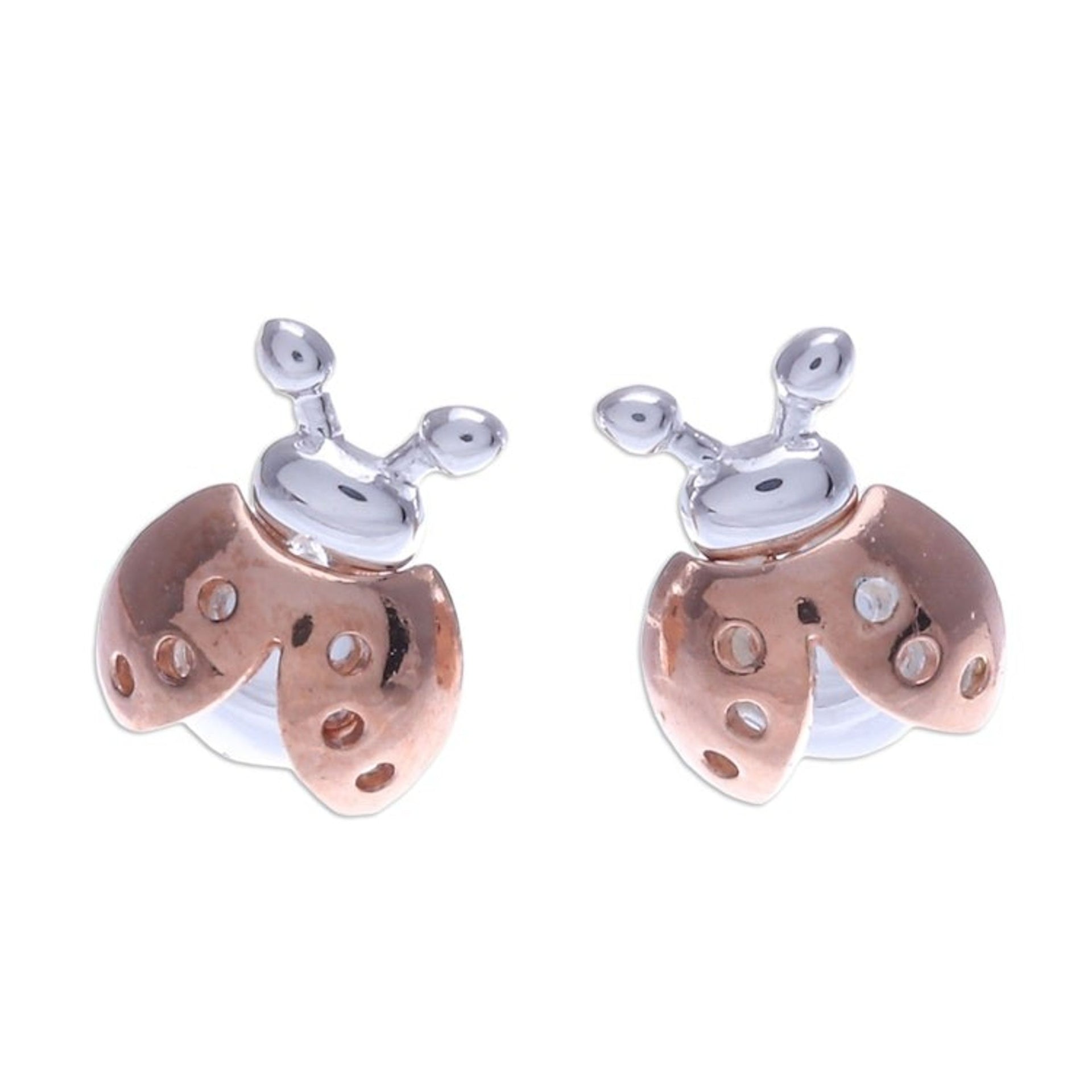 14k Rose Gold Accented Stud Earrings 'Little Lady'