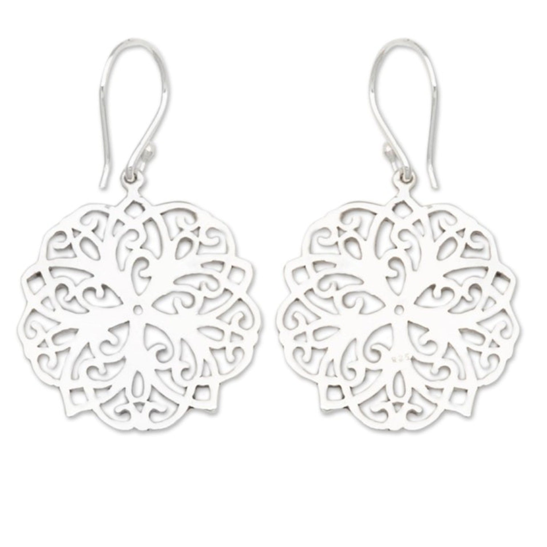 Sterling Silver Celtic Flower Dangle Earrings from Bali 'Celtic Flower'