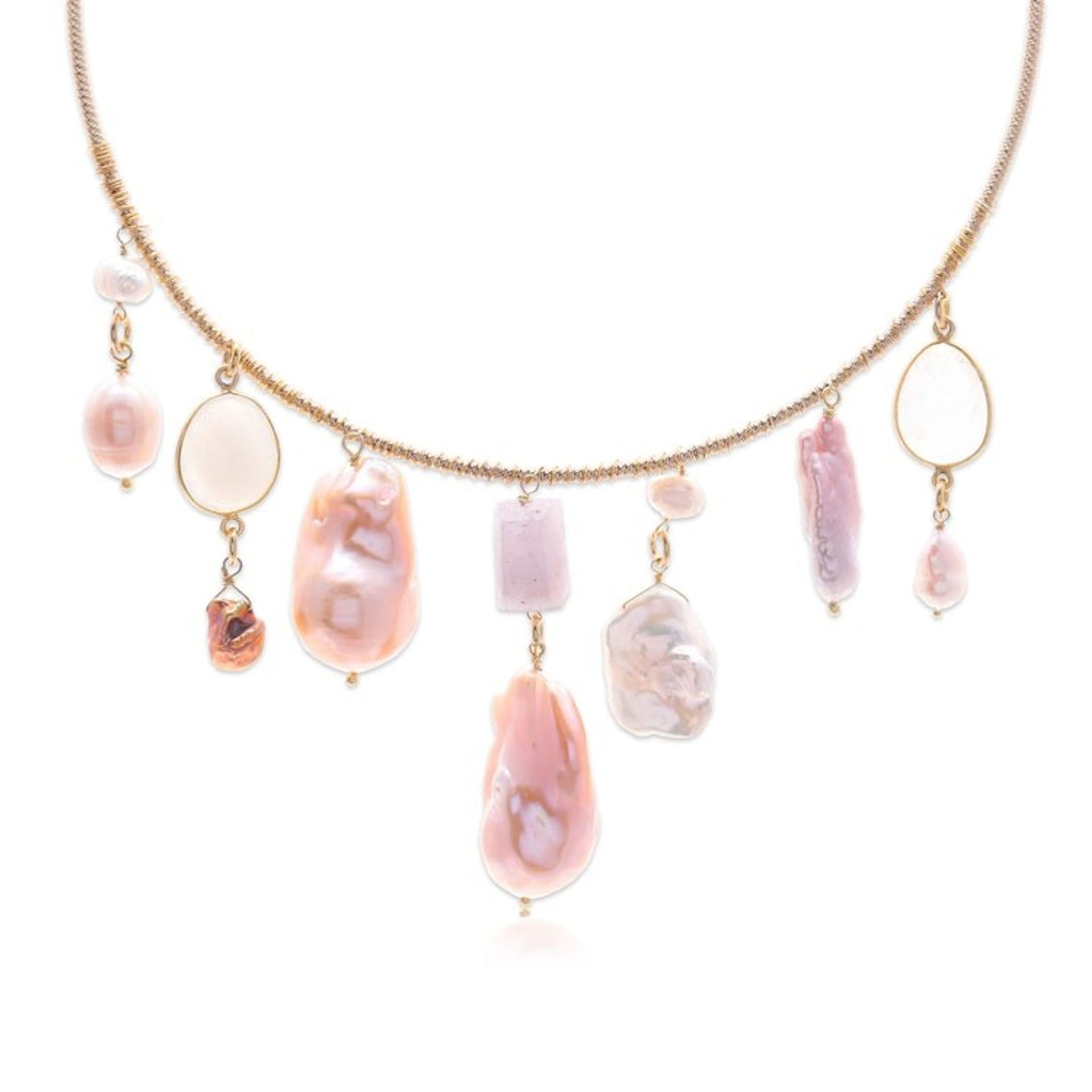6-Carat 18k Gold-Plated Pink Multi-Gemstone Collar Necklace 'Pop of Pink'