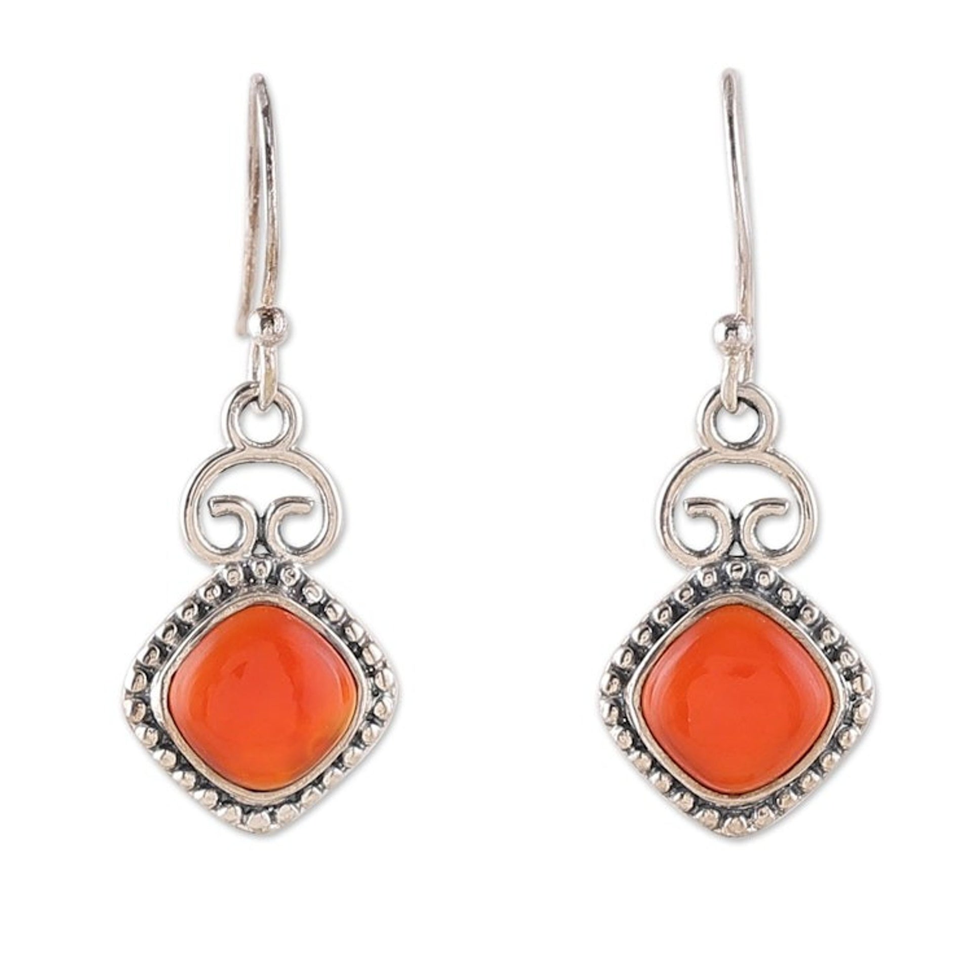 Classic Sterling Silver and Carnelian Dangle Earrings 'Classic Confidence'