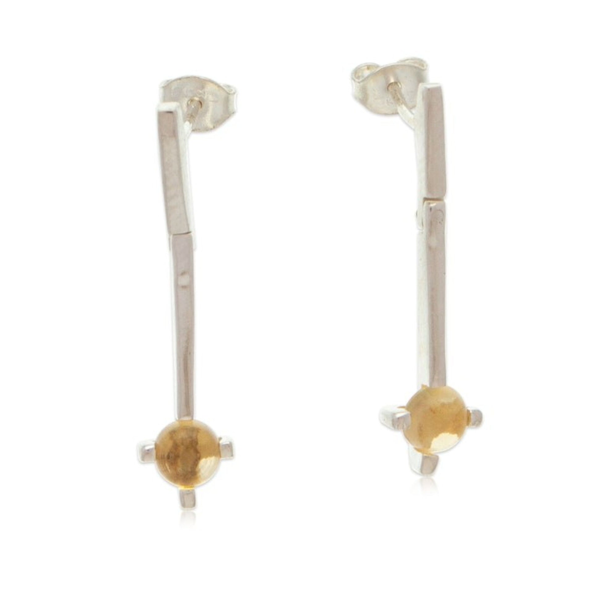 Artisan-Made Citrine and Sterling Silver Dangle Earrings 'Joyous Future'