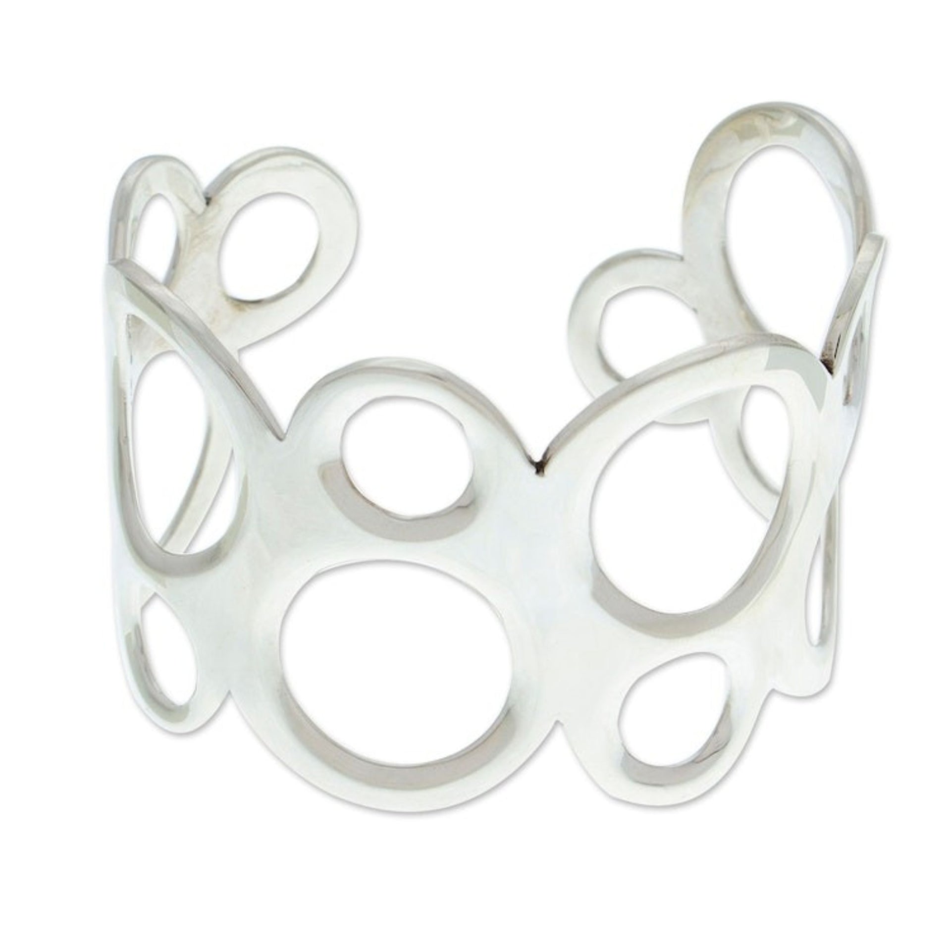 Bubble-Patterned Sterling Silver Cuff Bracelet from Mexico 'Bubbly Sides'