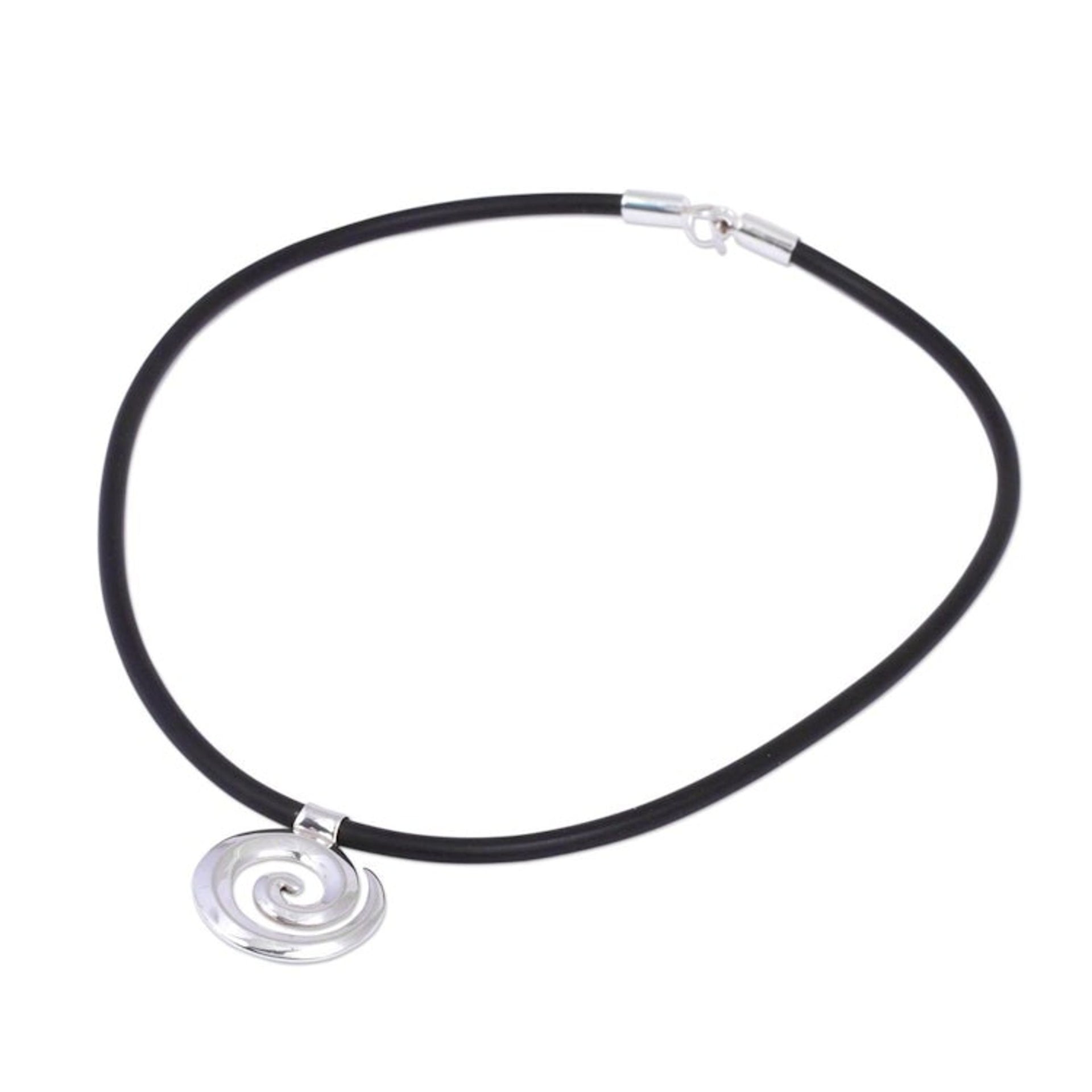 Taxco Sterling Silver Spiral Pendant Necklace from Mexico 'Spiral to Infinity'