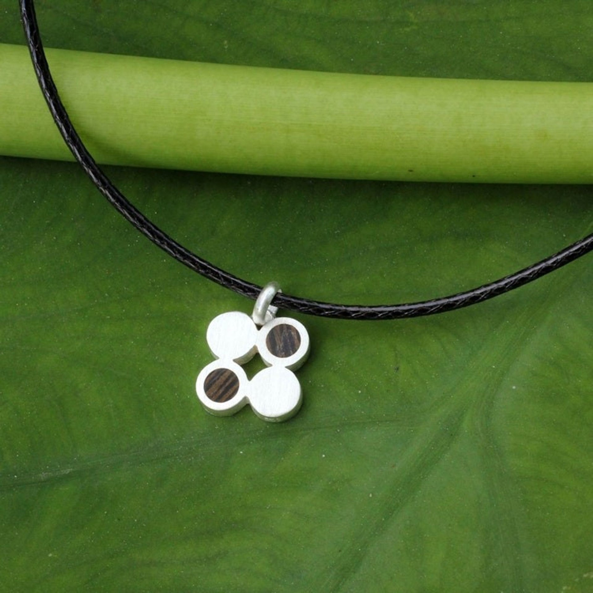 Modern Thai Wood Inlay Men's Necklace 'For Nature'