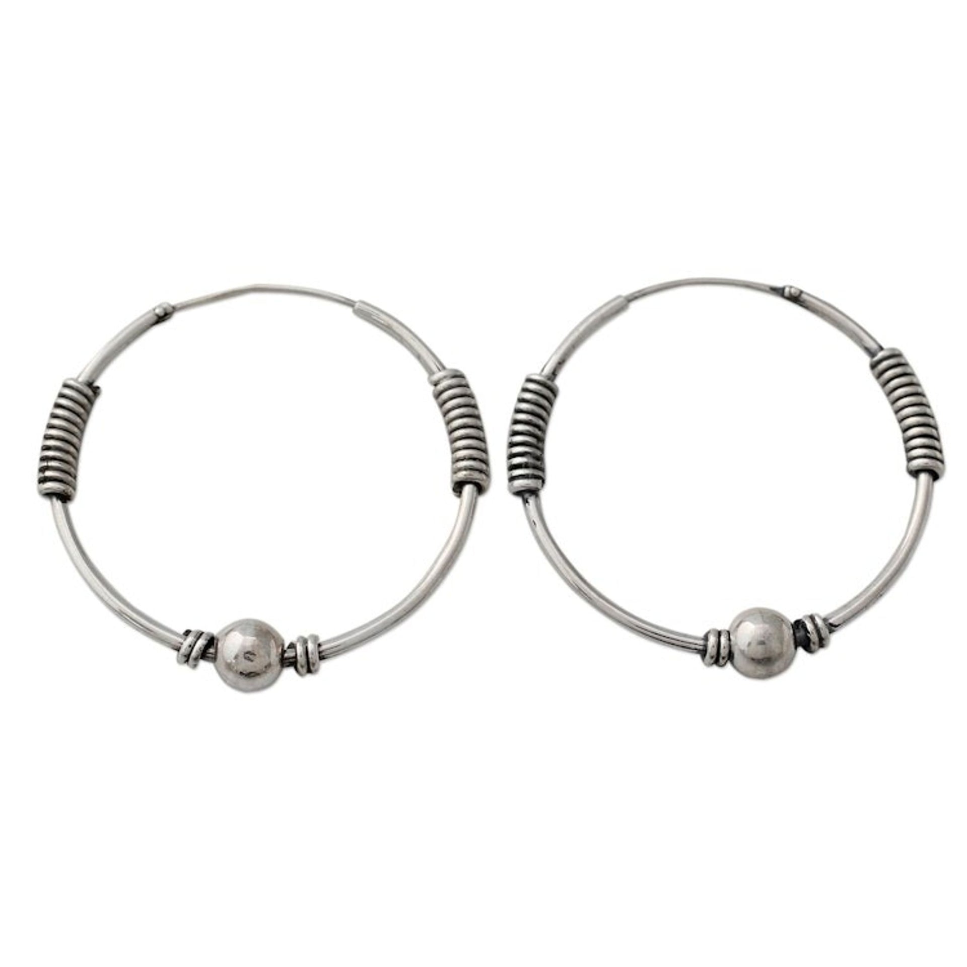 Artisan Crafted Sterling Silver Endless Hoop Earrings 'High Wire'