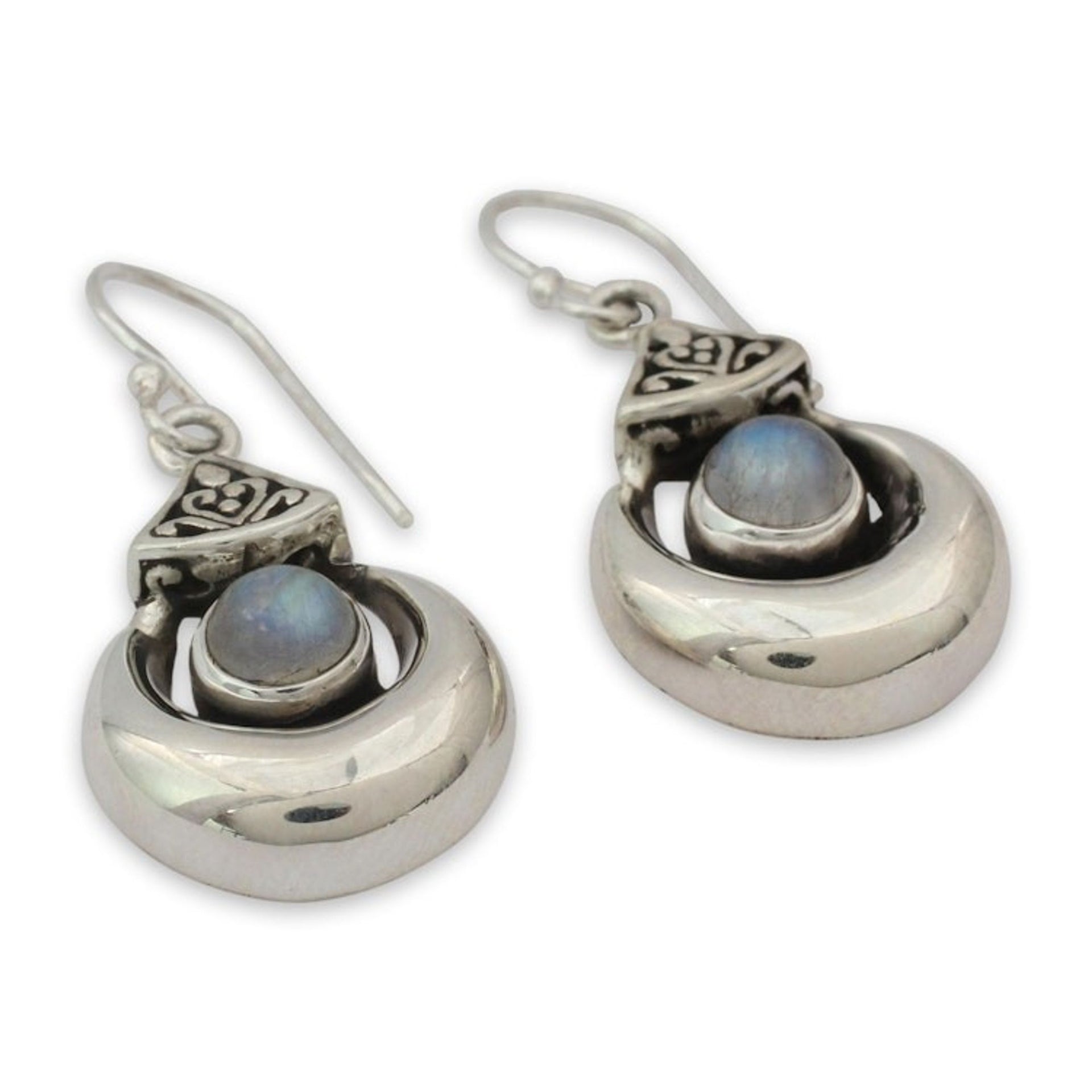 Sterling Silver Rainbow Moonstone Earrings from India 'Goddess Fortunes'