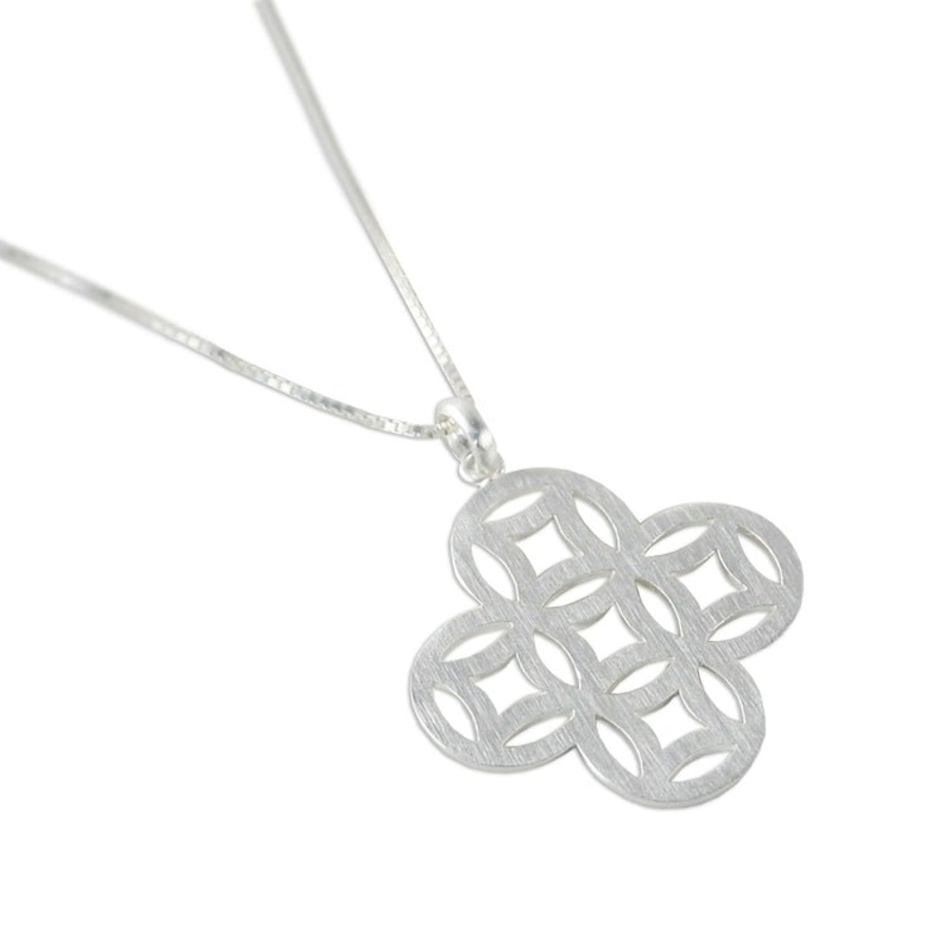 Handcrafted Modern Sterling Silver Pendant Necklace 'Rings'