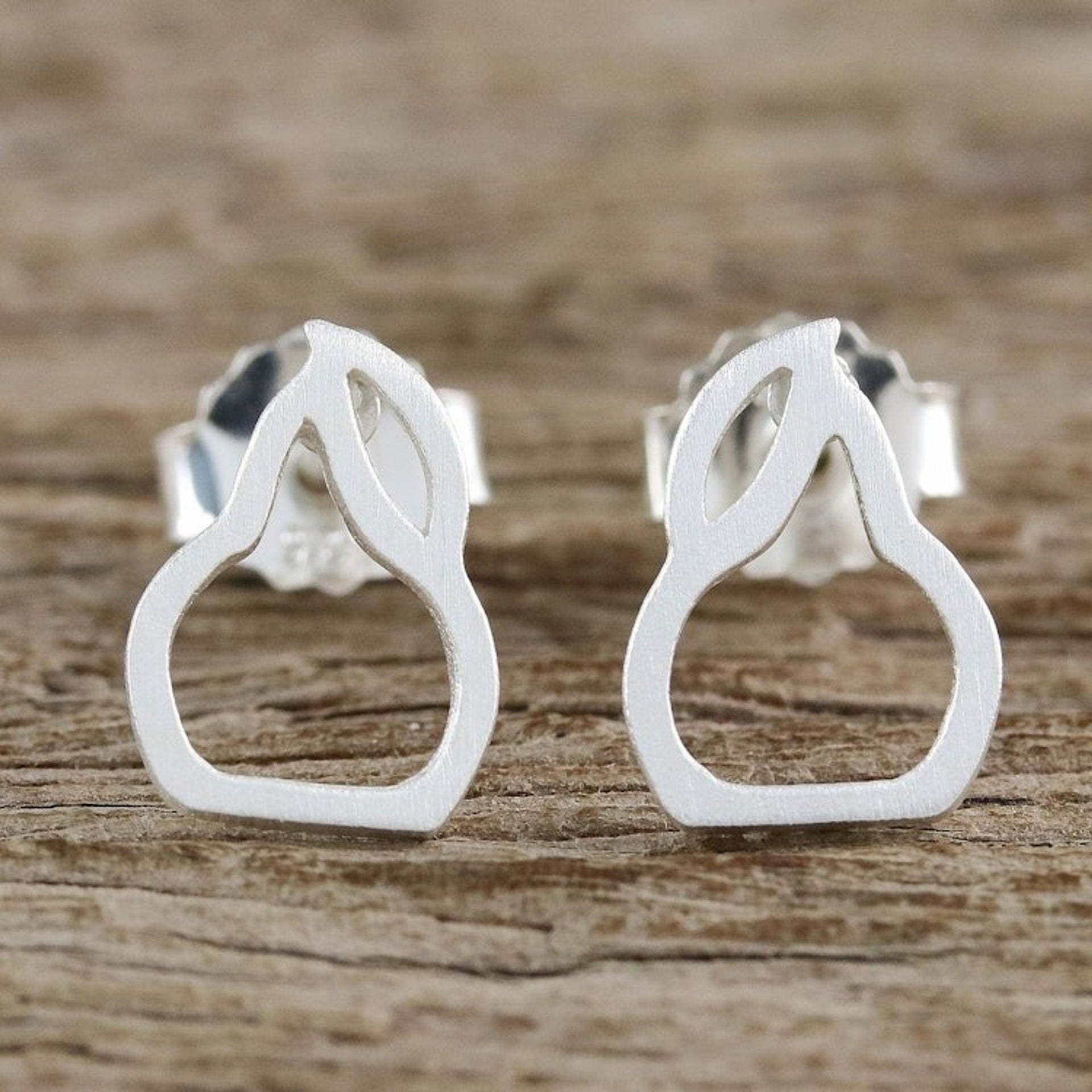 Sterling Silver Pear Stud Earrings from Thailand 'Pears'