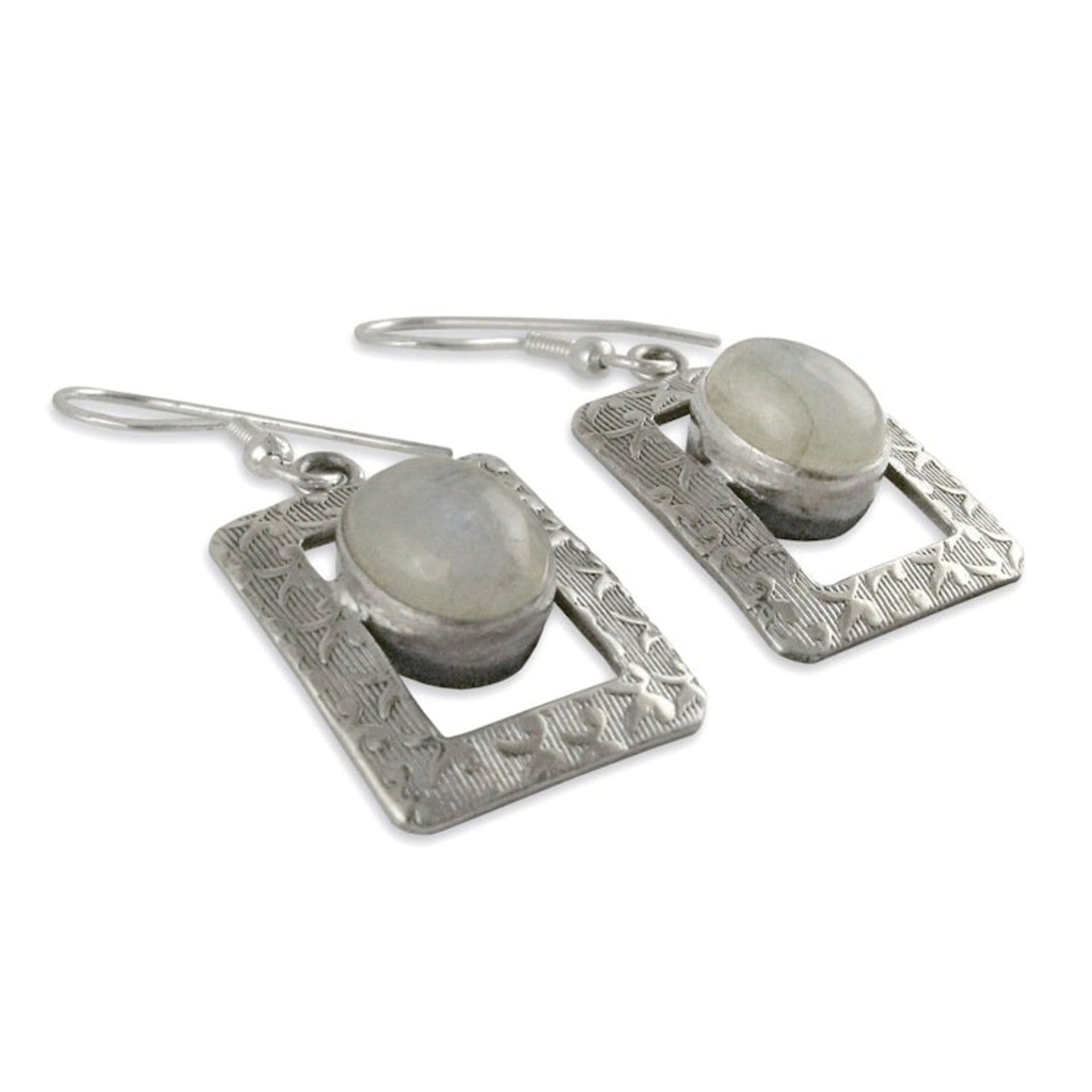 Rainbow Moonstone dangle earrings 'Hypnotic Intuition'