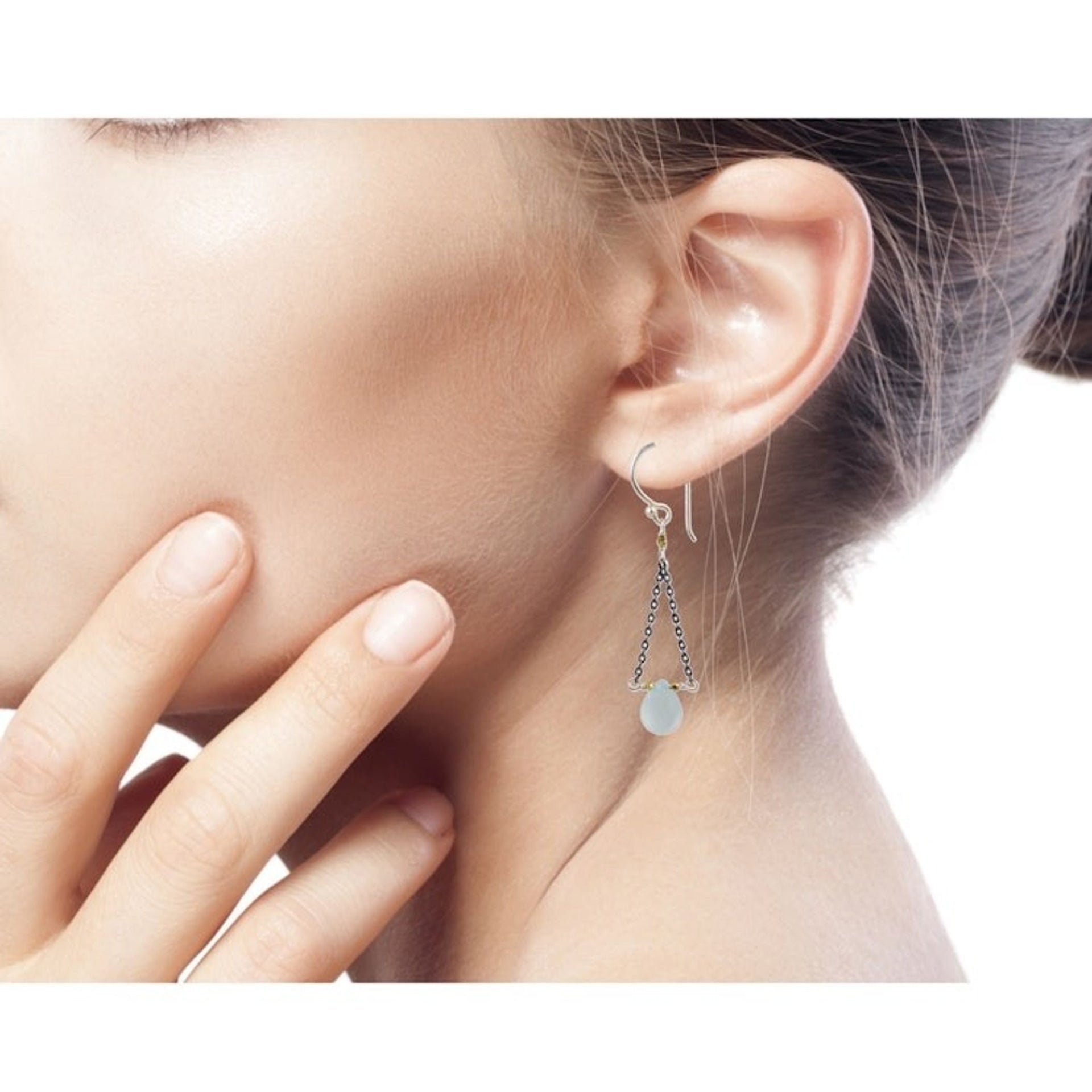 Handmade Dangle Earrings with Blue Chalcedony 'Justice'