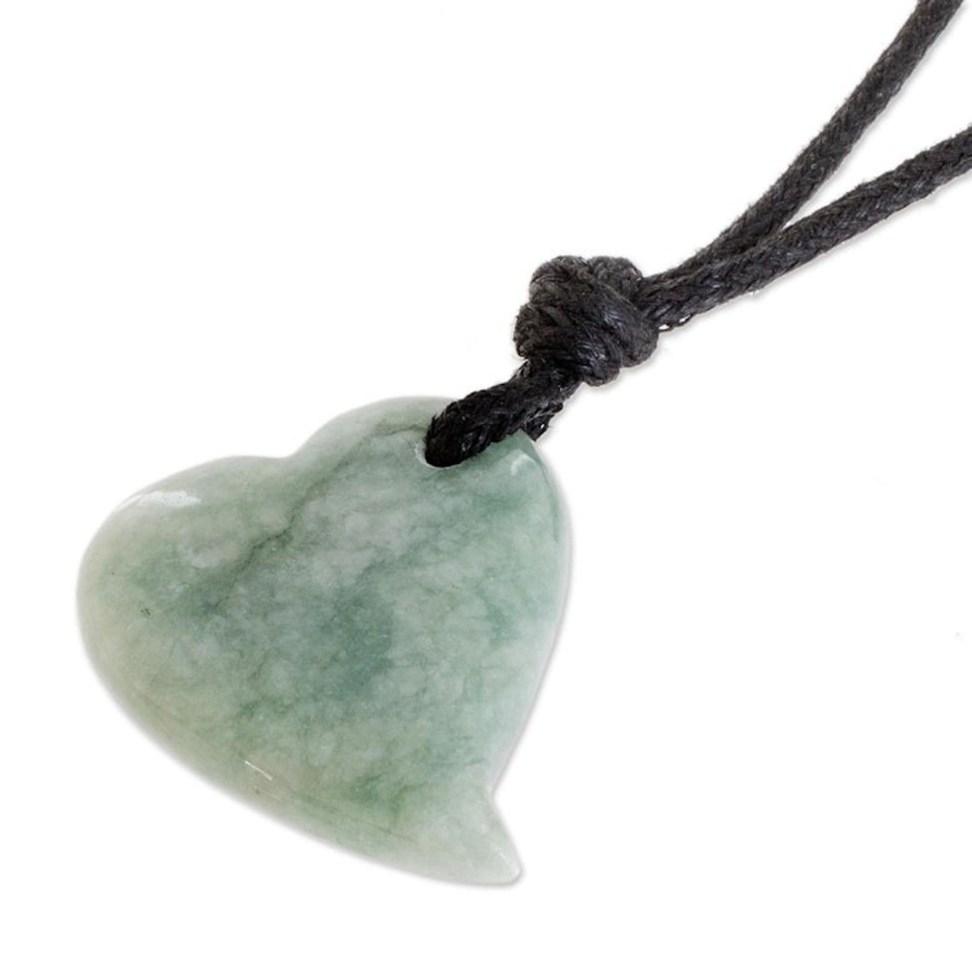 Jade Heart Pendant Necklace in Apple Green from Guatemala 'Apple Green Culture of Love'