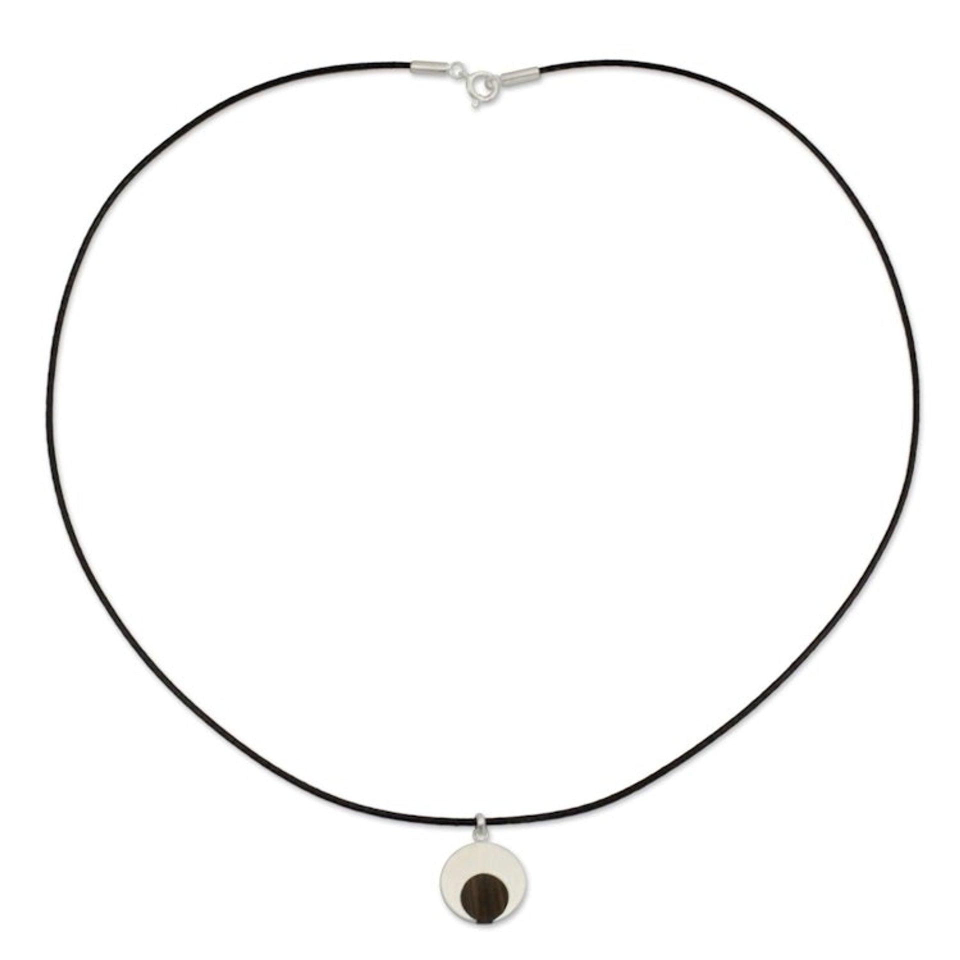 Indian Elm on Sterling Silver Necklace for Men Jewelry 'Everlasting Moon'