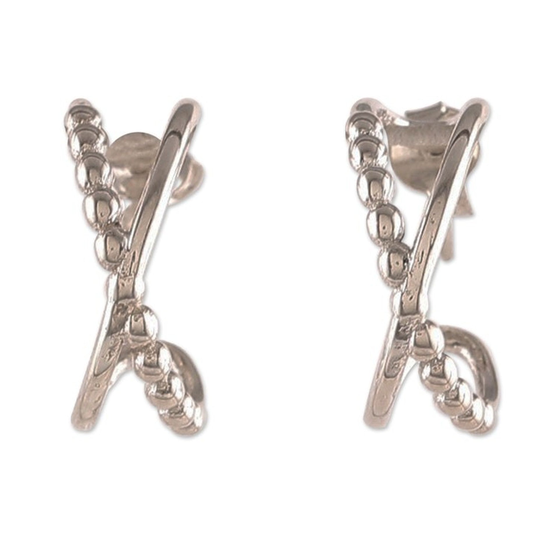 Modern Silver Half-Hoop Earrings with Twisted Design 'Twisted Flair'