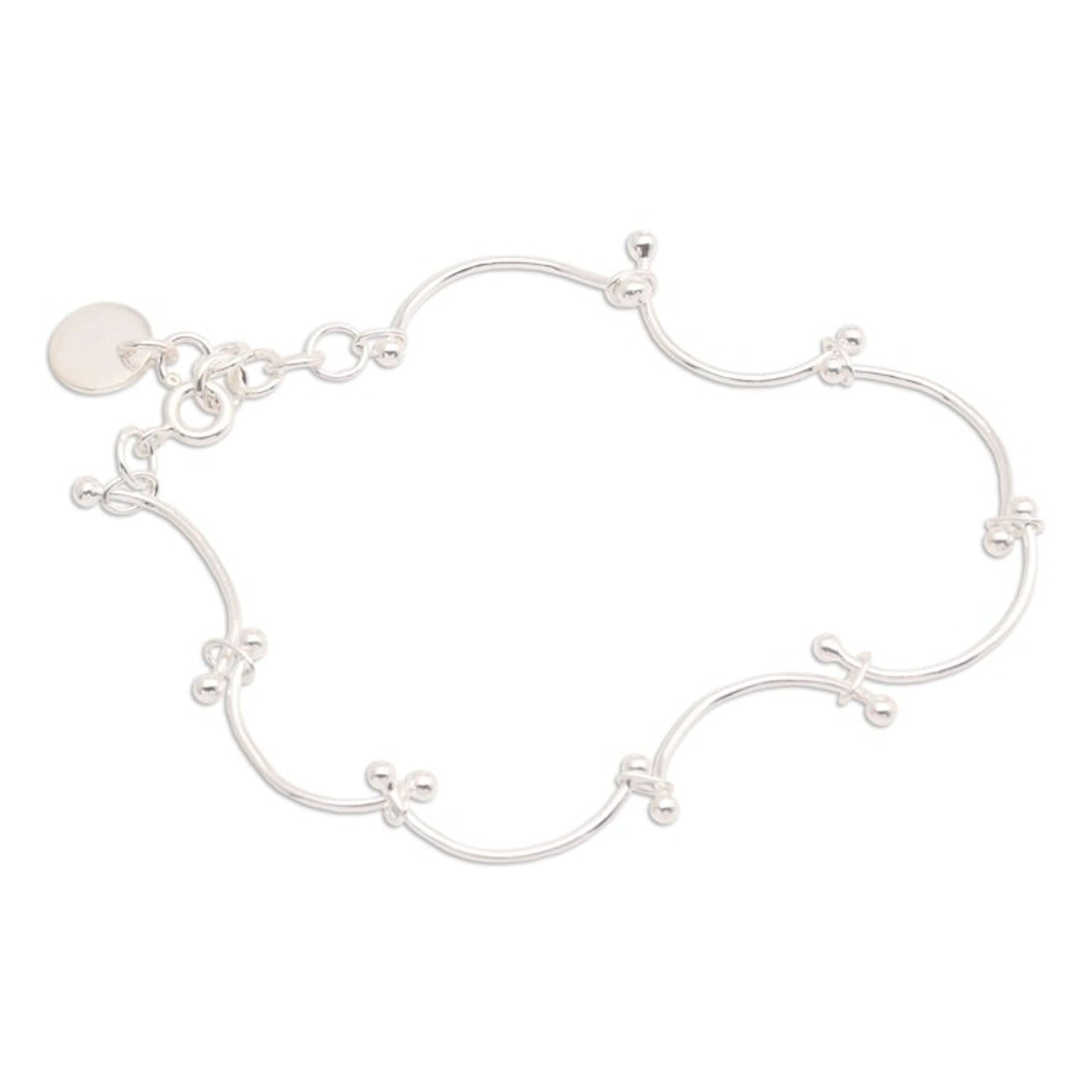 High-Polished Wavy Sterling Silver Link Bracelet from Bali 'Personal Waves'