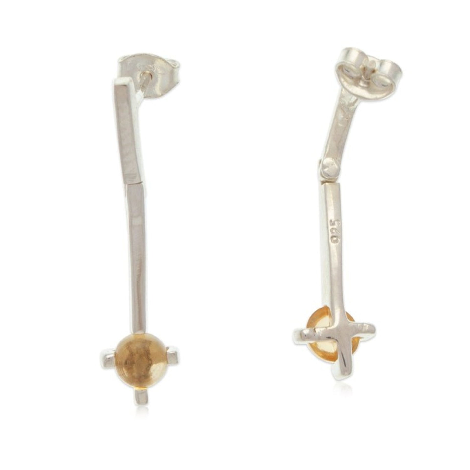 Artisan-Made Citrine and Sterling Silver Dangle Earrings 'Joyous Future'
