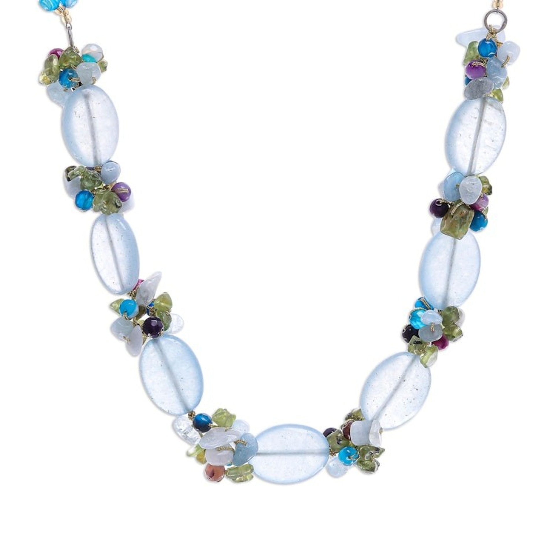 Hand Threaded Multi-Gemstone Beaded Necklace 'Mermaid Treasure'