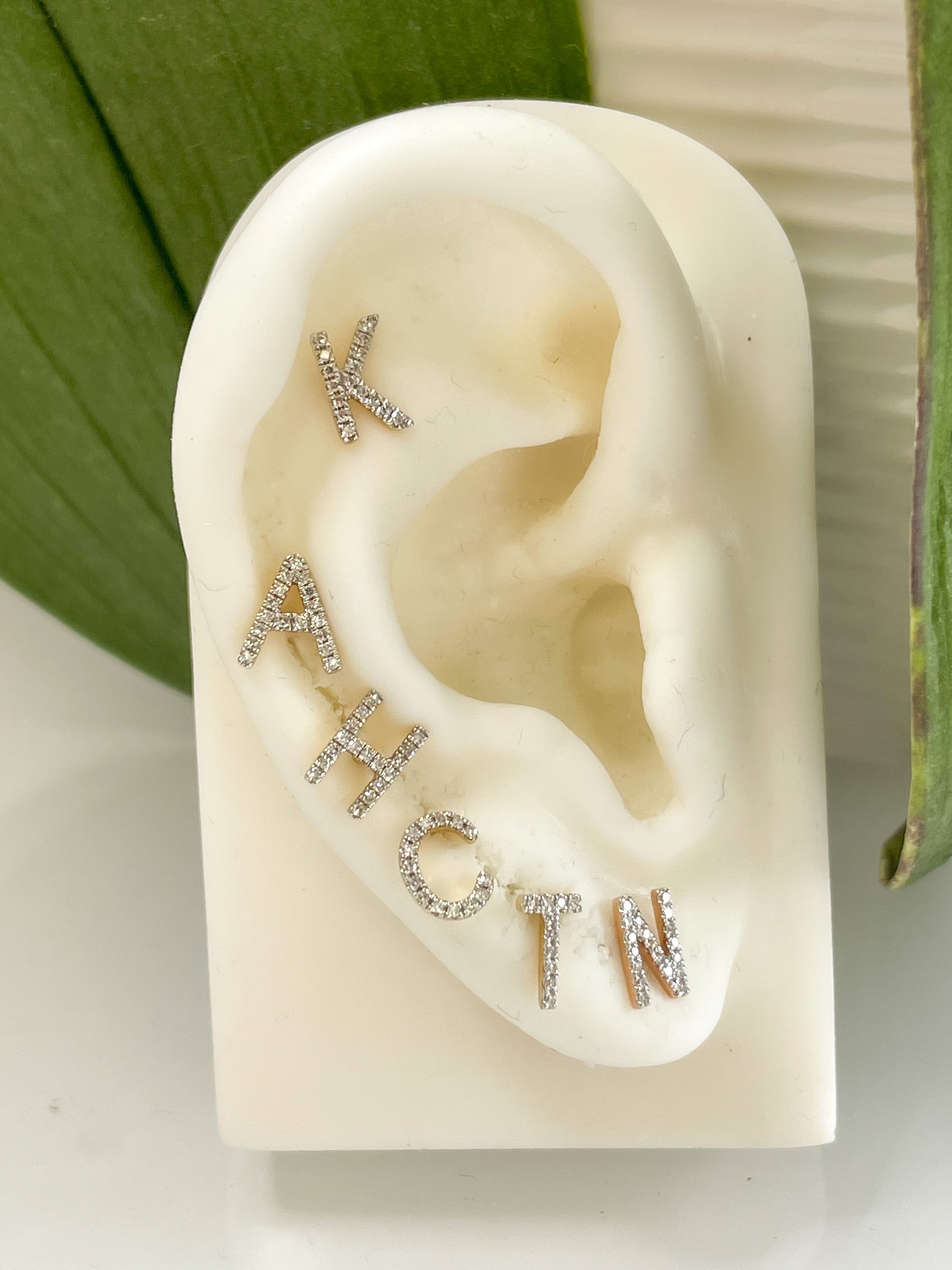 Gold Diamond Initial Earrings