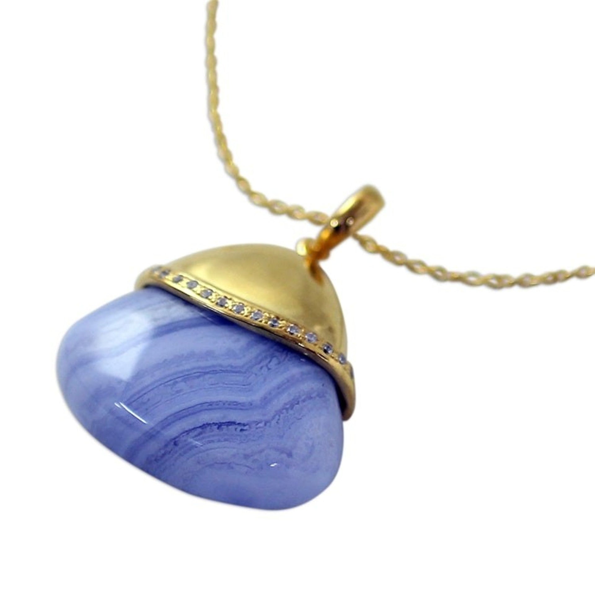 Indian Gold Plated Sterling Silver Blue Lace Agate Necklace 'Beautiful Layers'