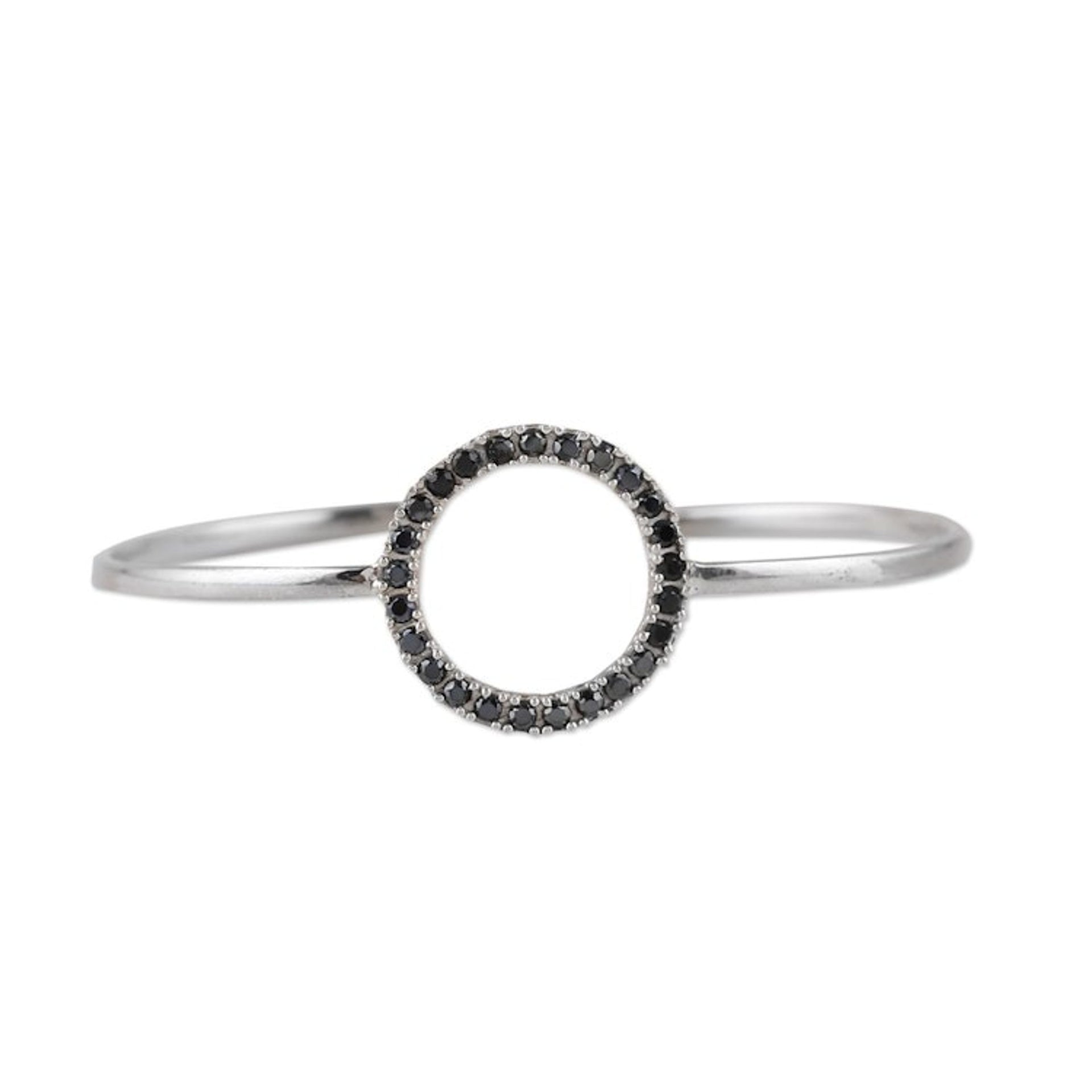Modern Sterling Silver Cuff Bracelet with Spinel Jewels 'Mystic Alliance'