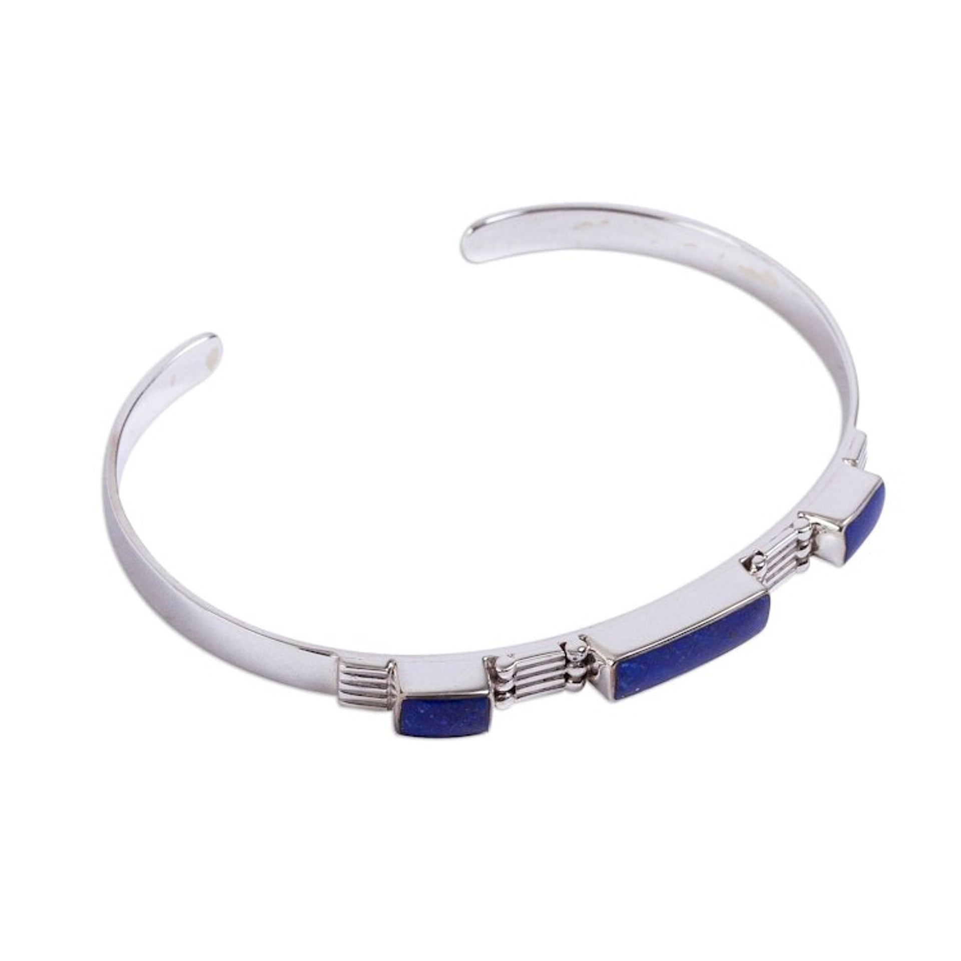 Taxco Lapis Lazuli Cuff Bracelet from Mexico 'Rectangular Blue'