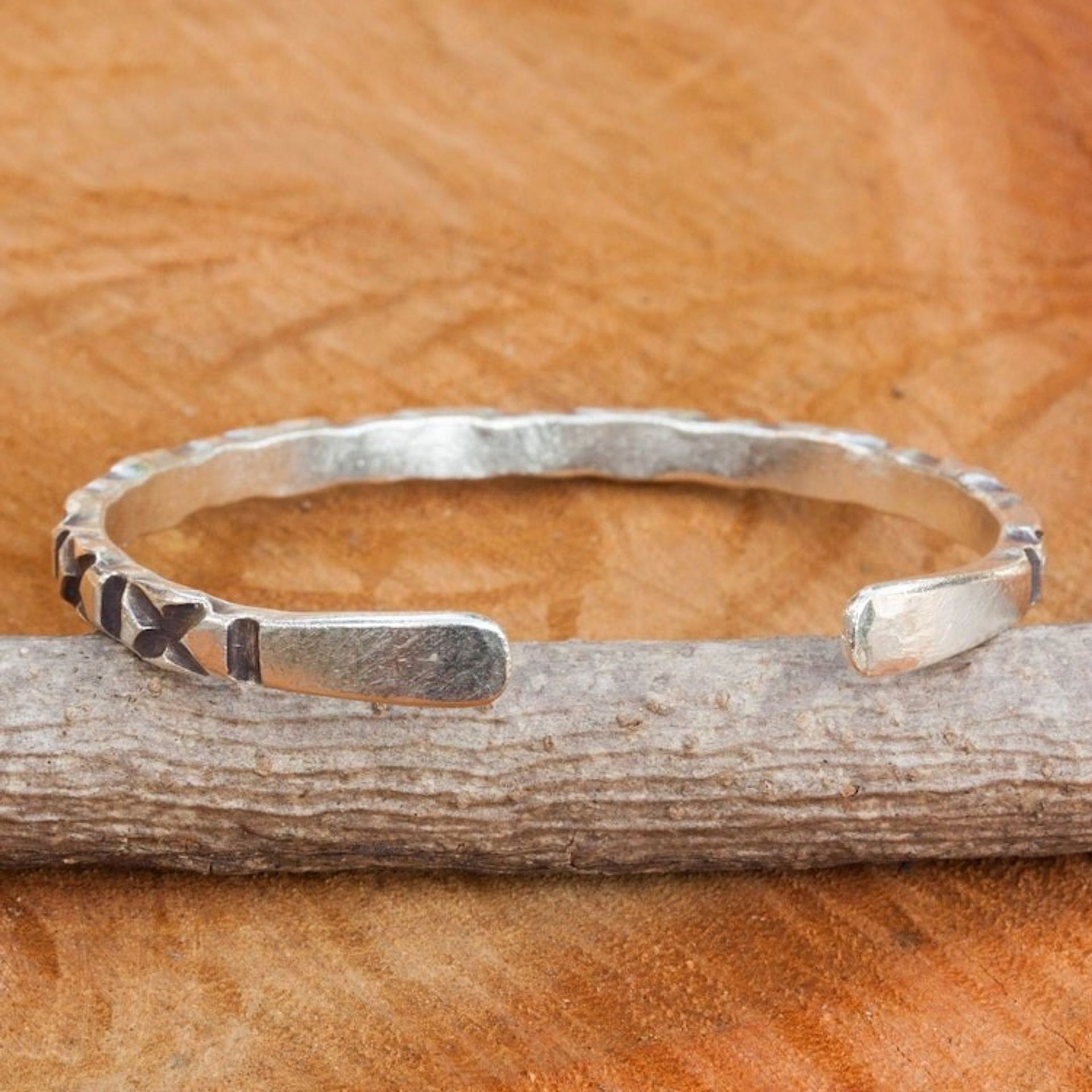 Hand Crafted Hill Tribe Sterling Silver Cuff Bracelet 'Karen Kisses'