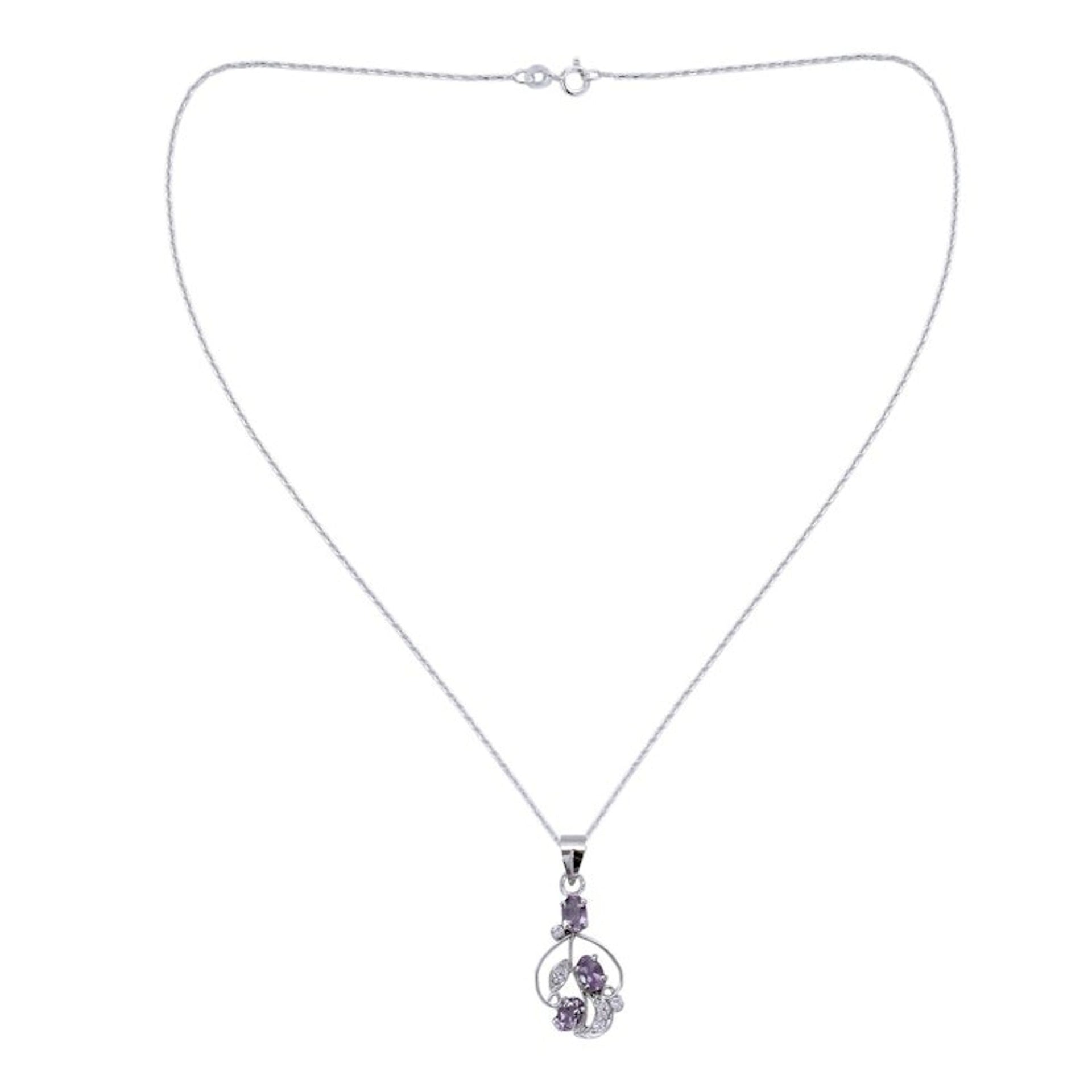 Hand Crafted Sterling Silver and Amethyst Necklace 'Wine Delight'