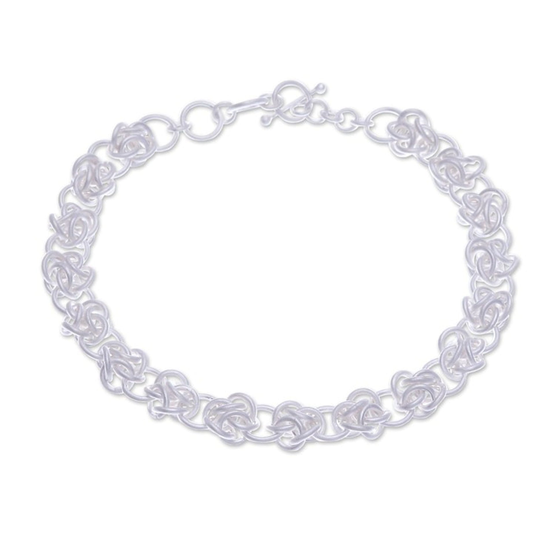 Modern Abstract Sterling Silver Link Bracelet from Thailand 'Tangled Sophistication'