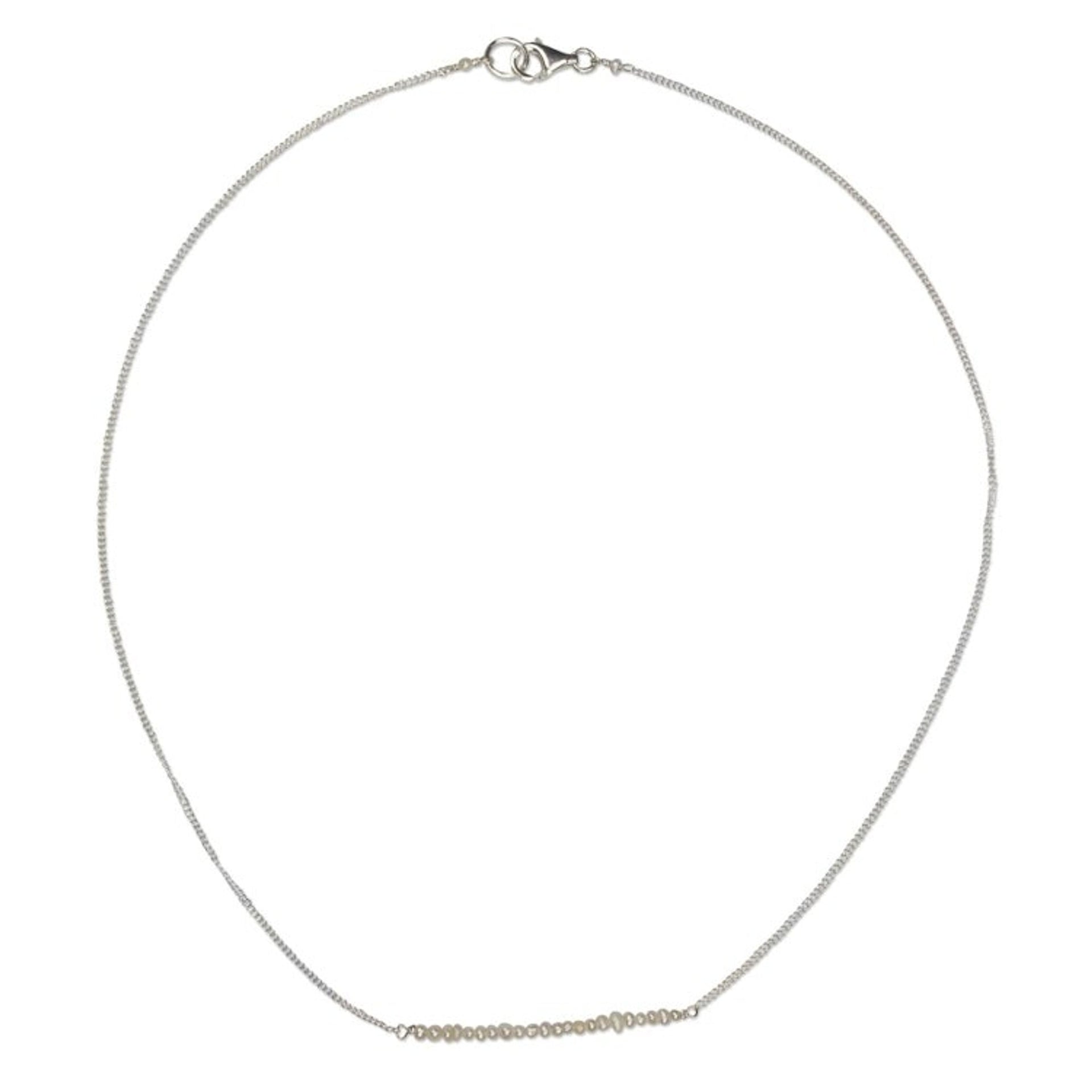 Hand Crafted Cultured Pearl and Sterling Silver Necklace 'Pearl Sequence'