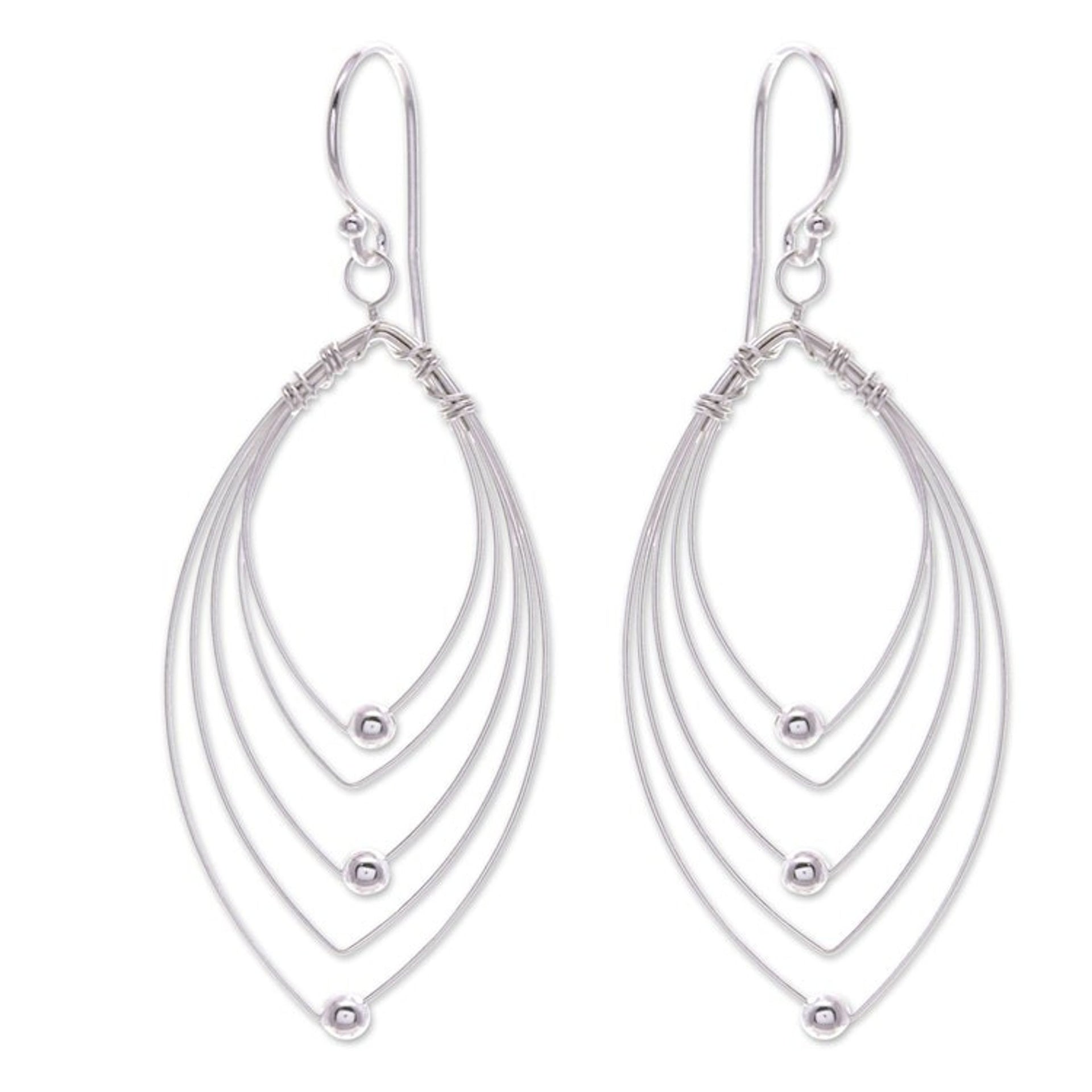 Marquise-Shaped Sterling Silver Dangle Earrings 'Marquise's Gaze'