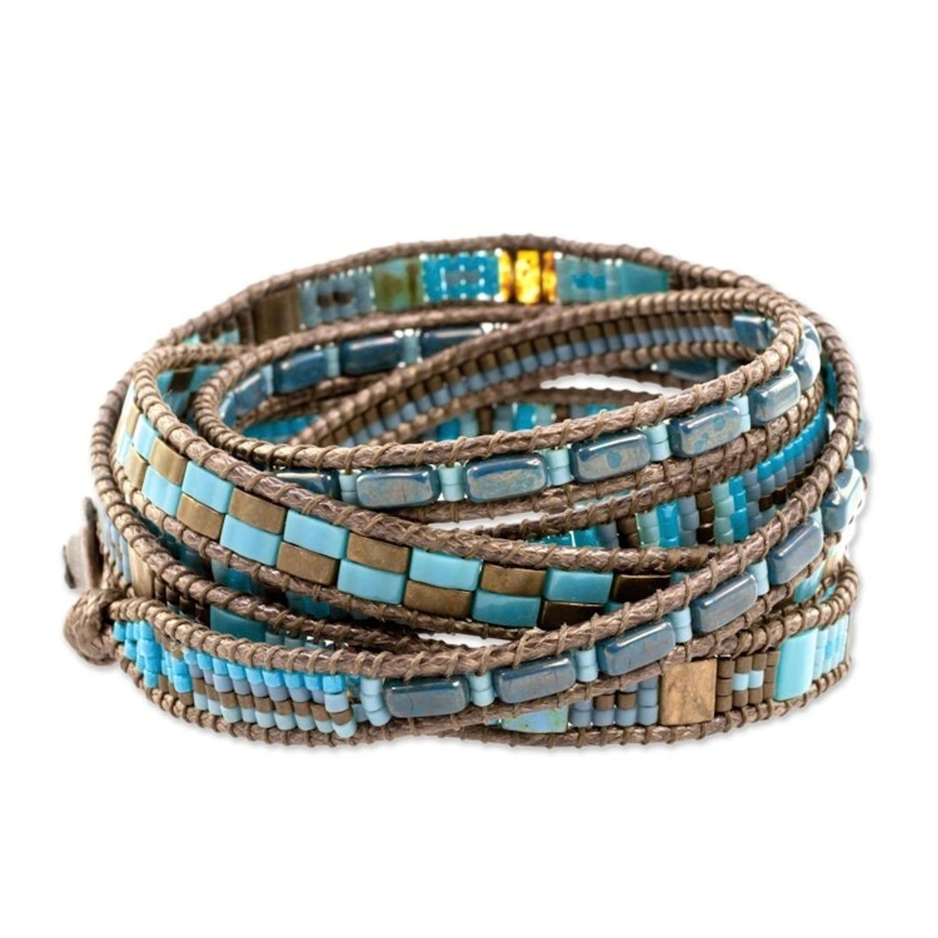 Colorful Glass Beaded Wrap Bracelet from Guatemala 'Traditional Style'
