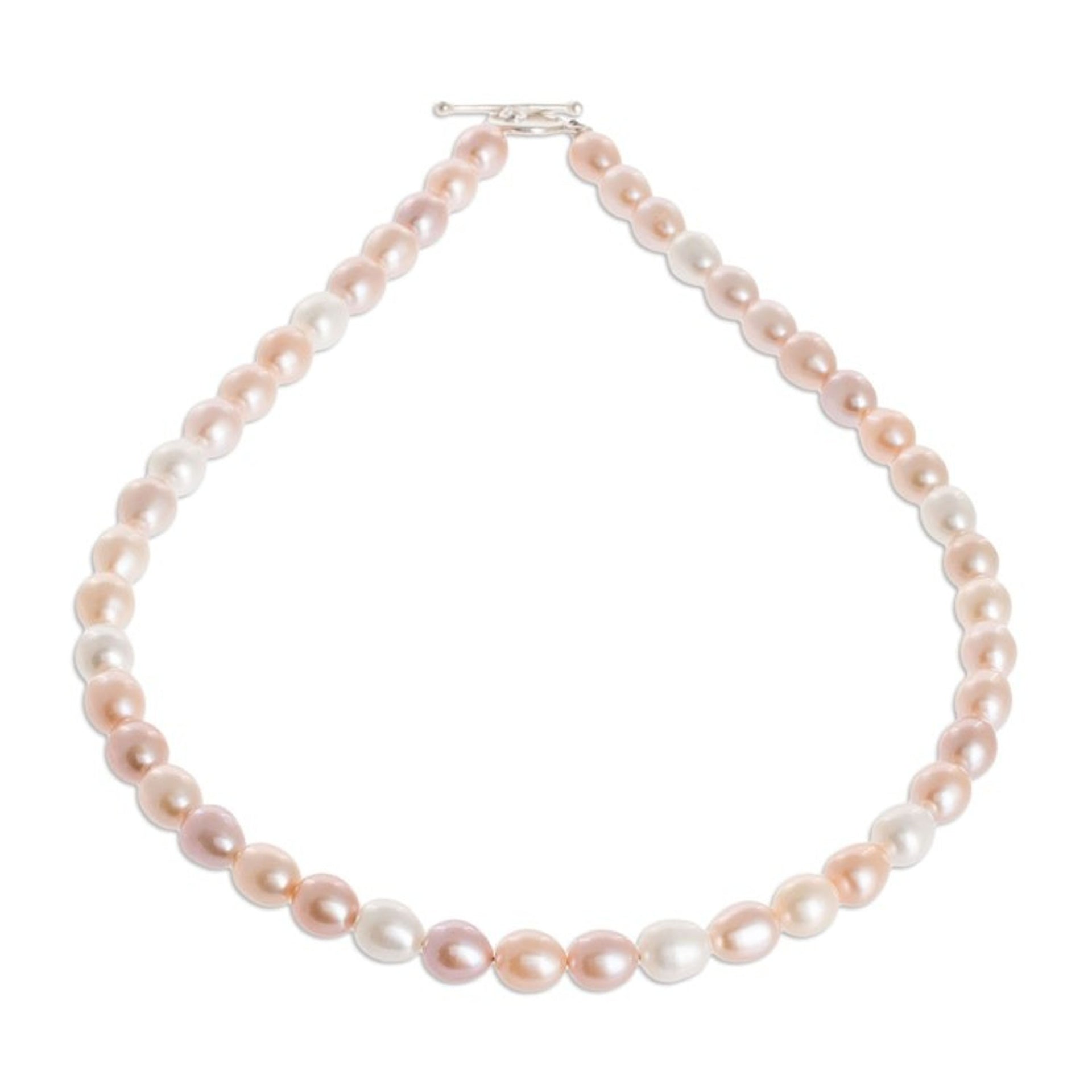 Pink and Peach Cultured Pearl Necklace 'Rosy Future'