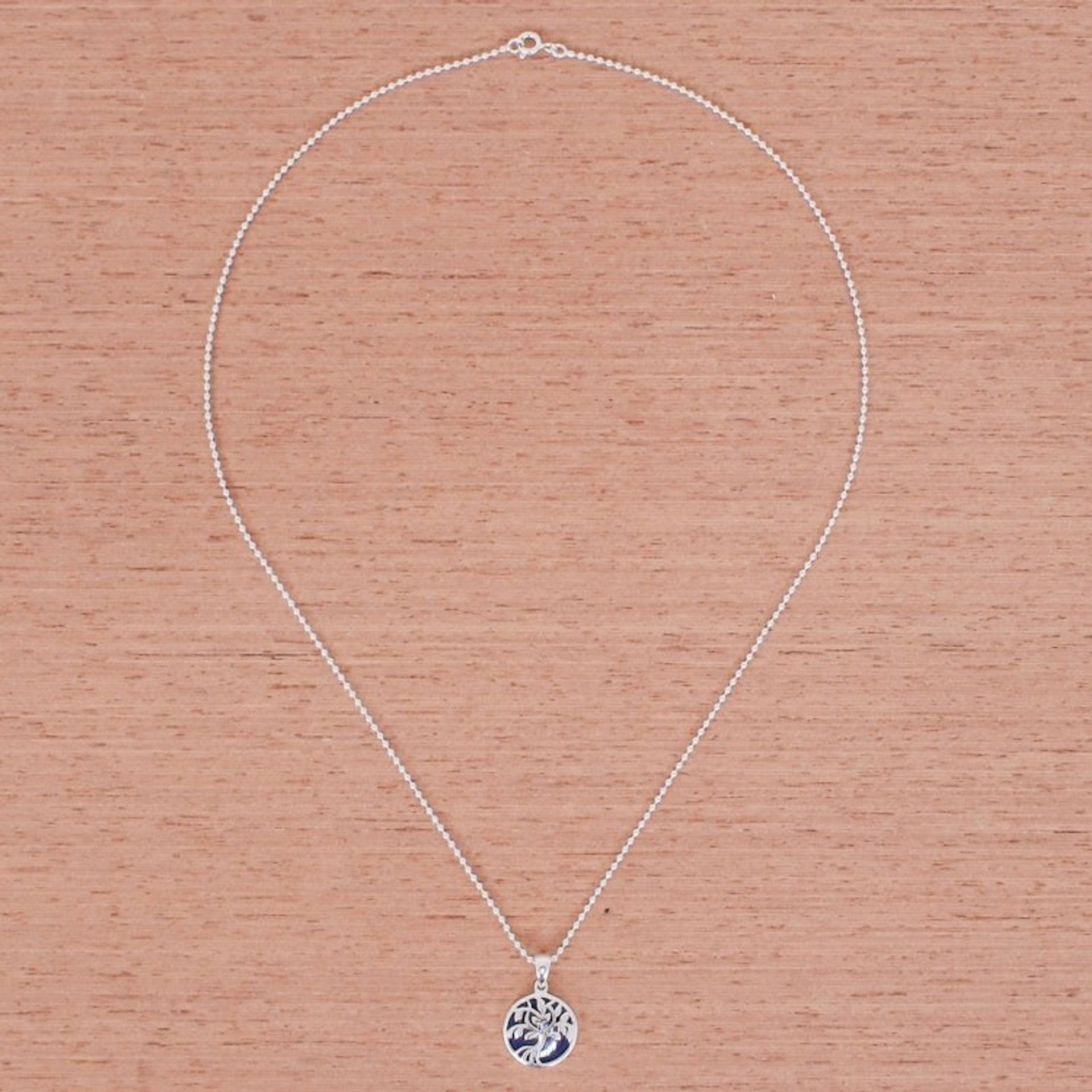 Lapis Lazuli and Sterling Silver Tree Necklace 'Haven in Blue'