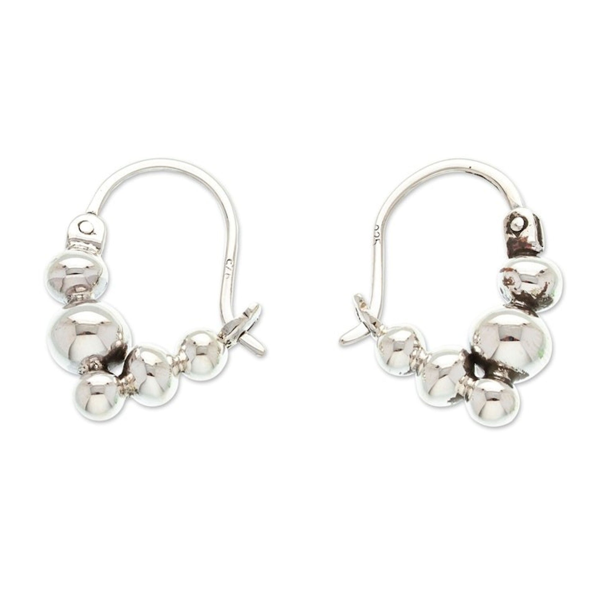 Bubble-Shaped Sterling Silver Hoop Earrings from Mexico 'Appealing Bubbles'